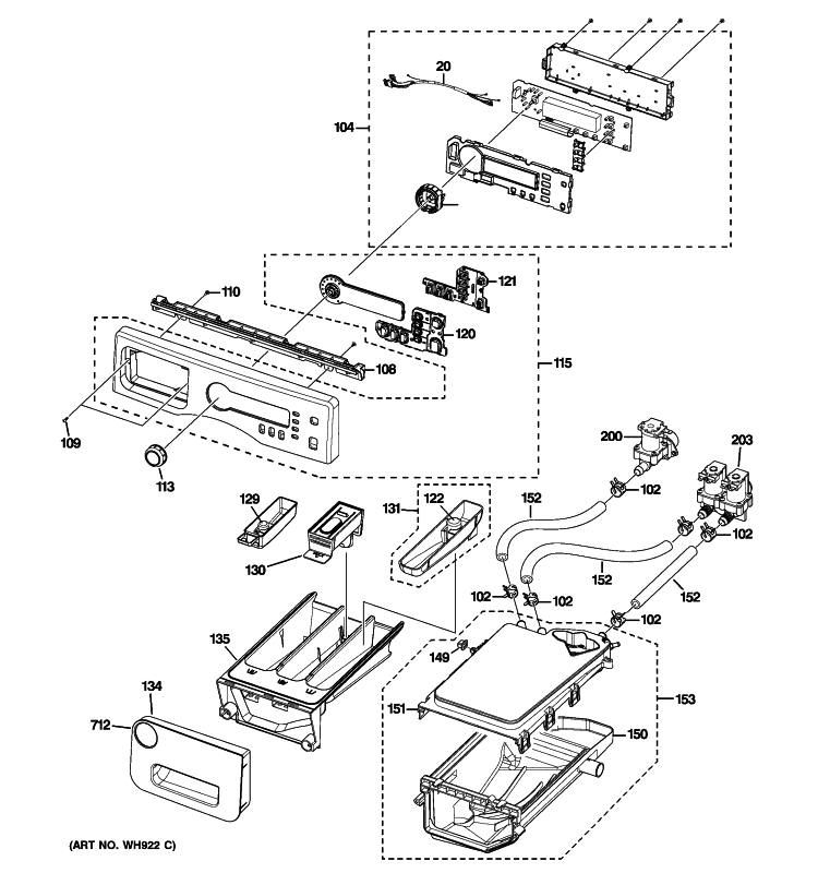 WG04F05313 Washer Detergent Dispenser Drawer Handle, White - XPart Supply Ltd.