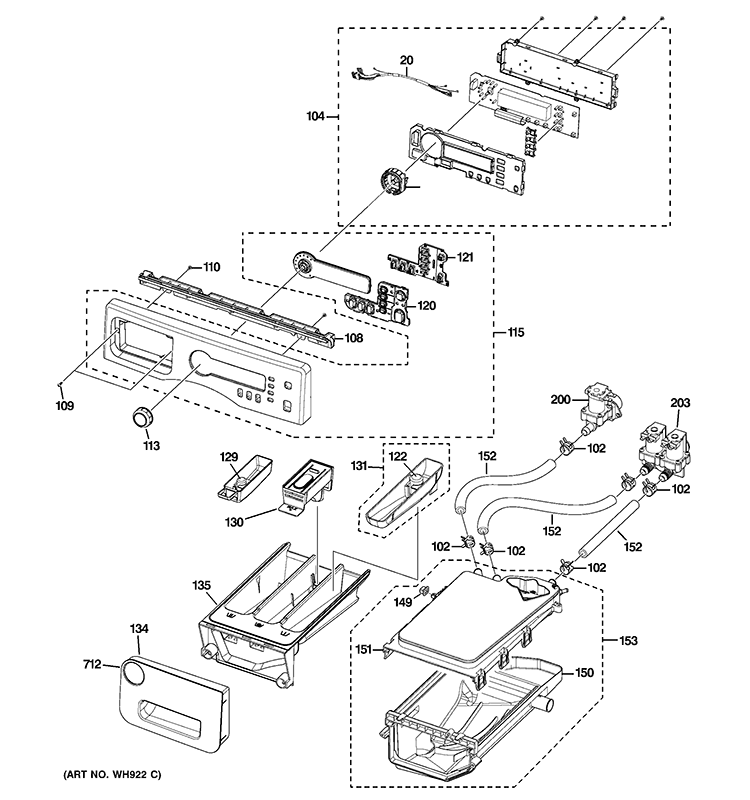 WG04L02789 Washer Detergent Dispenser Drawer - XPart Supply Ltd.