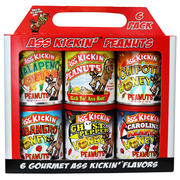 Ass Kickin’ Peanuts Variety 6 Pack (6 Different 4.2oz Ass Kickin' Peanut Flavors) - XPart Supply Ltd.