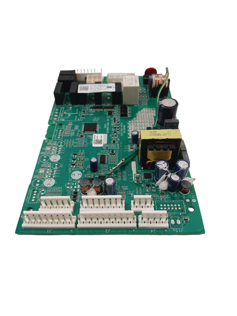 WR01F05225 refrigerator control board replacement green circuit board with relays capacitors and multiple wire connectors