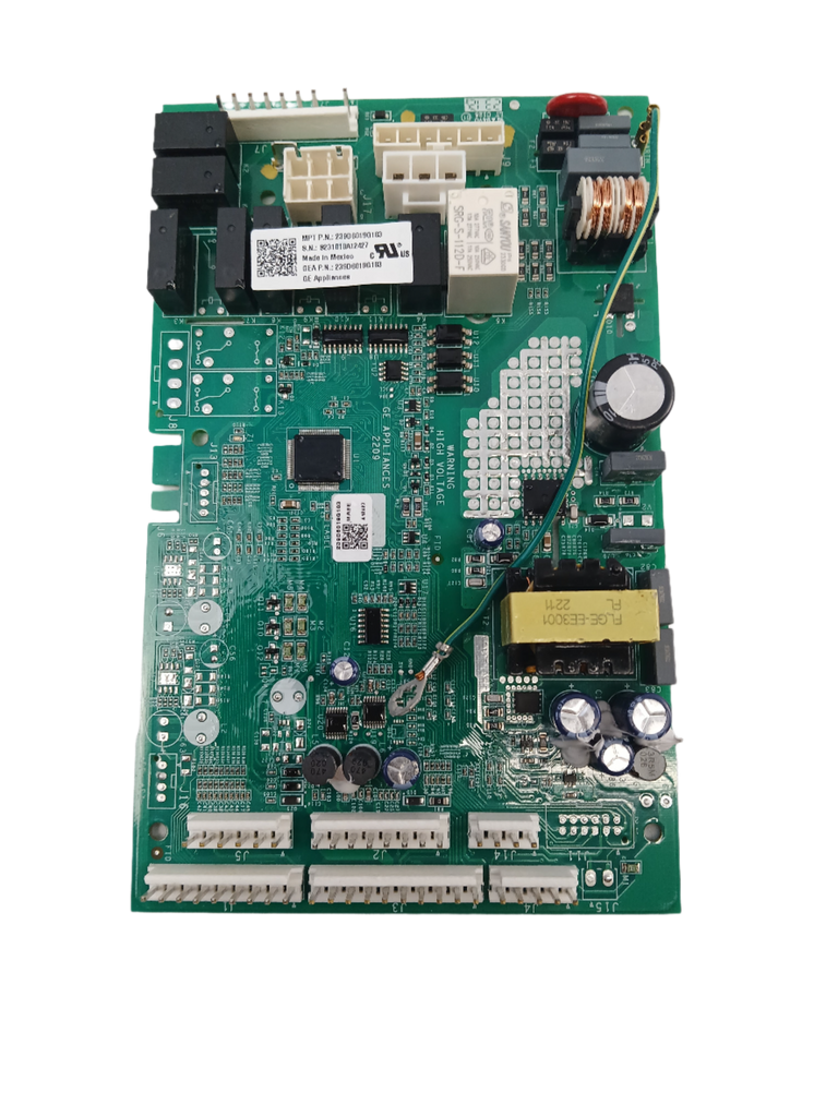 WR01F05225 refrigerator control board replacement green circuit board with connectors capacitors and relays