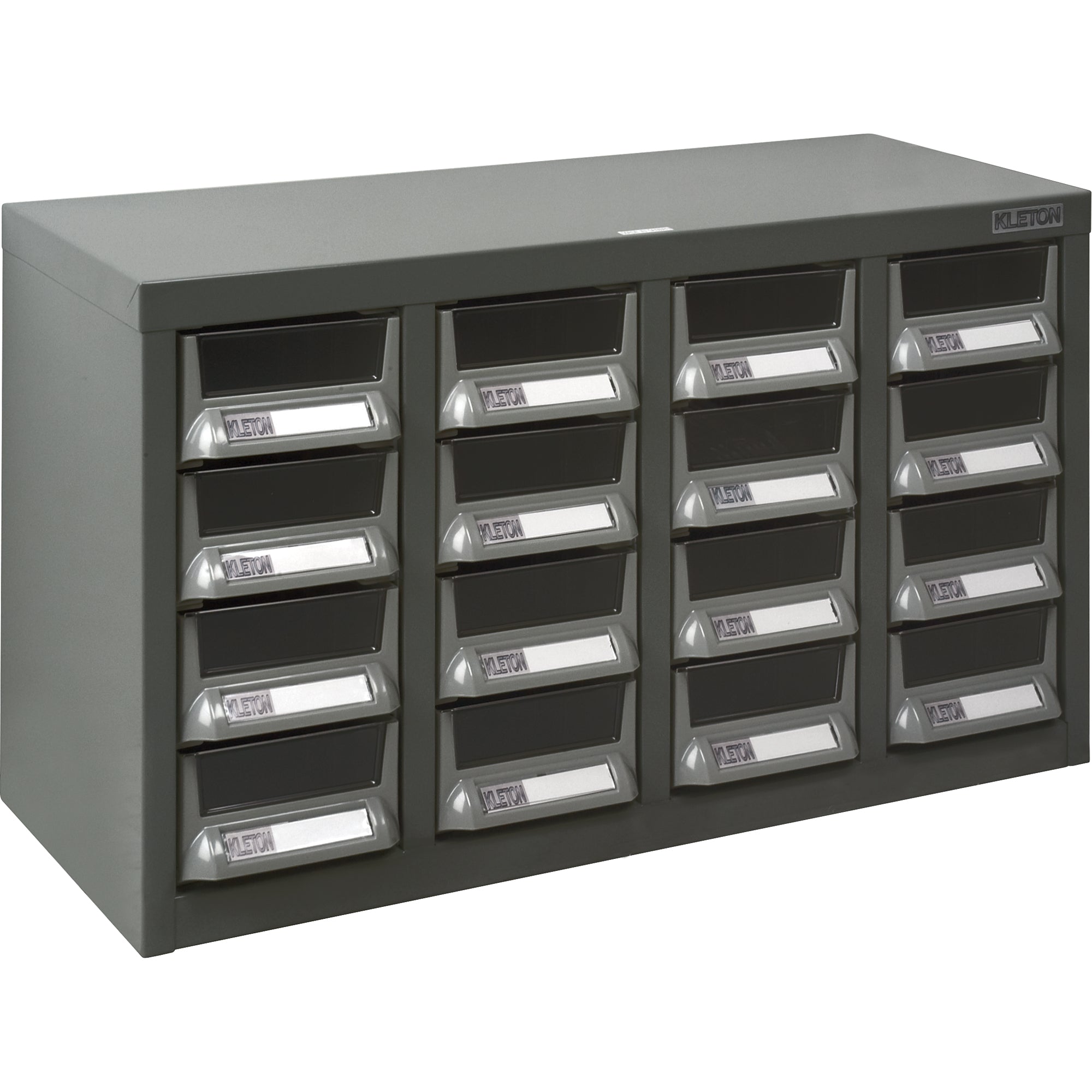 KPC-400 Parts Cabinet, Galvanized Steel, 16 Drawers, 23-1/10" x 8-7/10" x 13-4/5", Grey