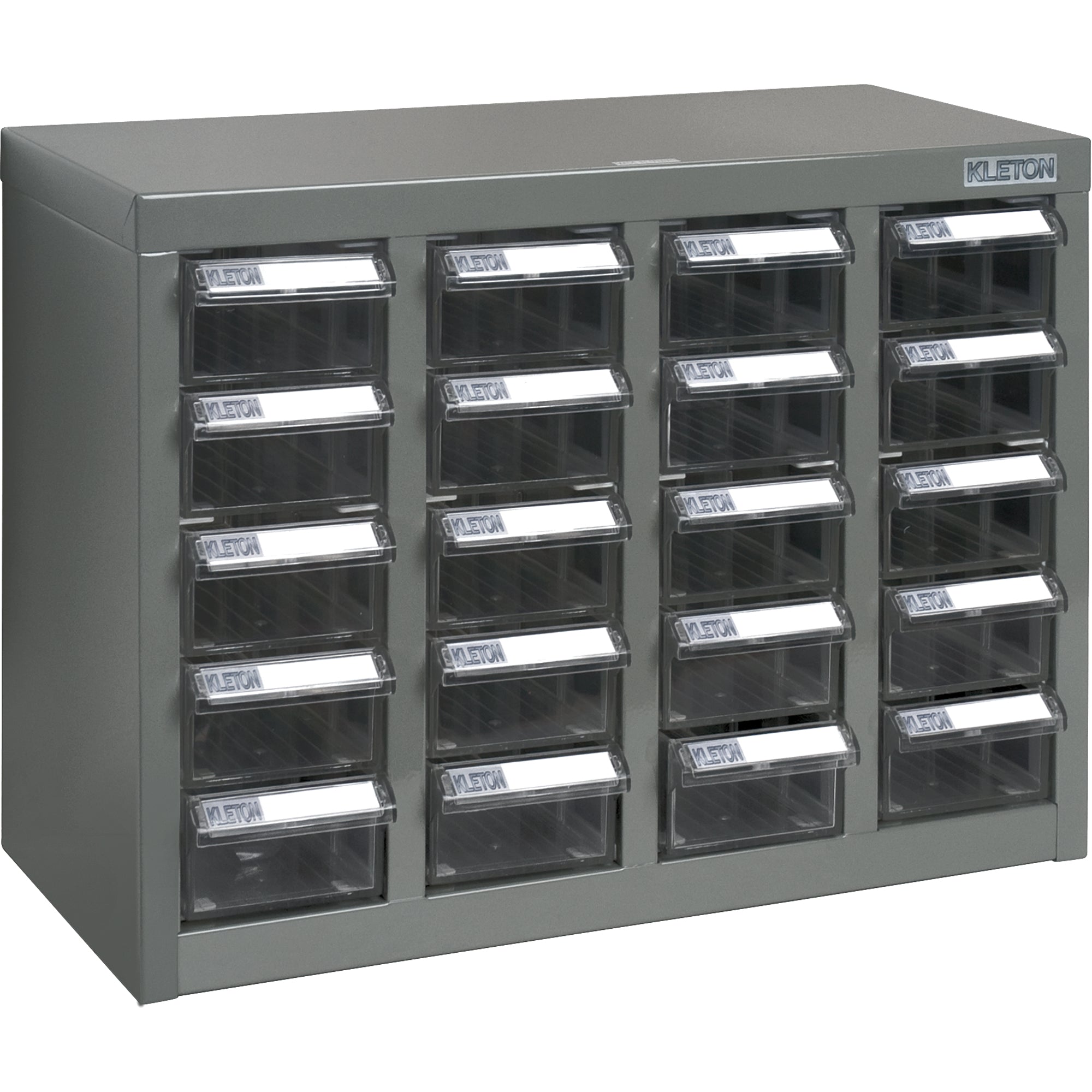 KPC-600 Parts Cabinet, Steel, 20 Drawers, 18-1/3" x 8-2/3" x 13-3/4", Grey