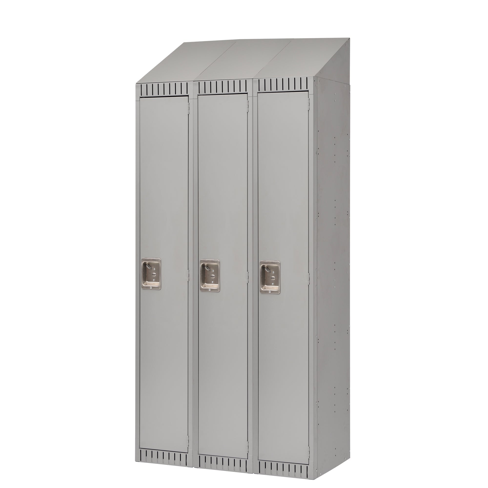 Assembled Lockers, Bank of 3, 36" x 18" x 82", Steel, Grey, Rivet (Assembled)
