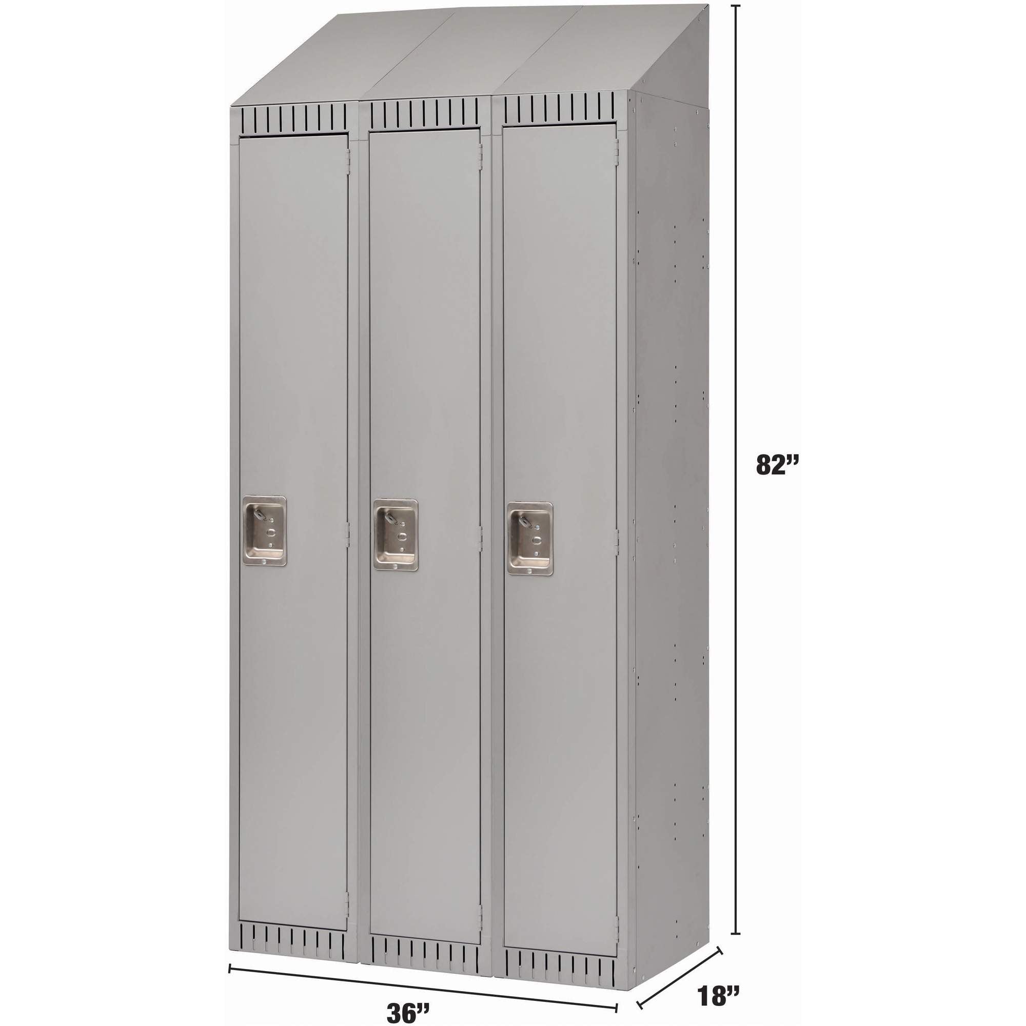 Assembled Lockers, Bank of 3, 36" x 18" x 82", Steel, Grey, Rivet (Assembled)