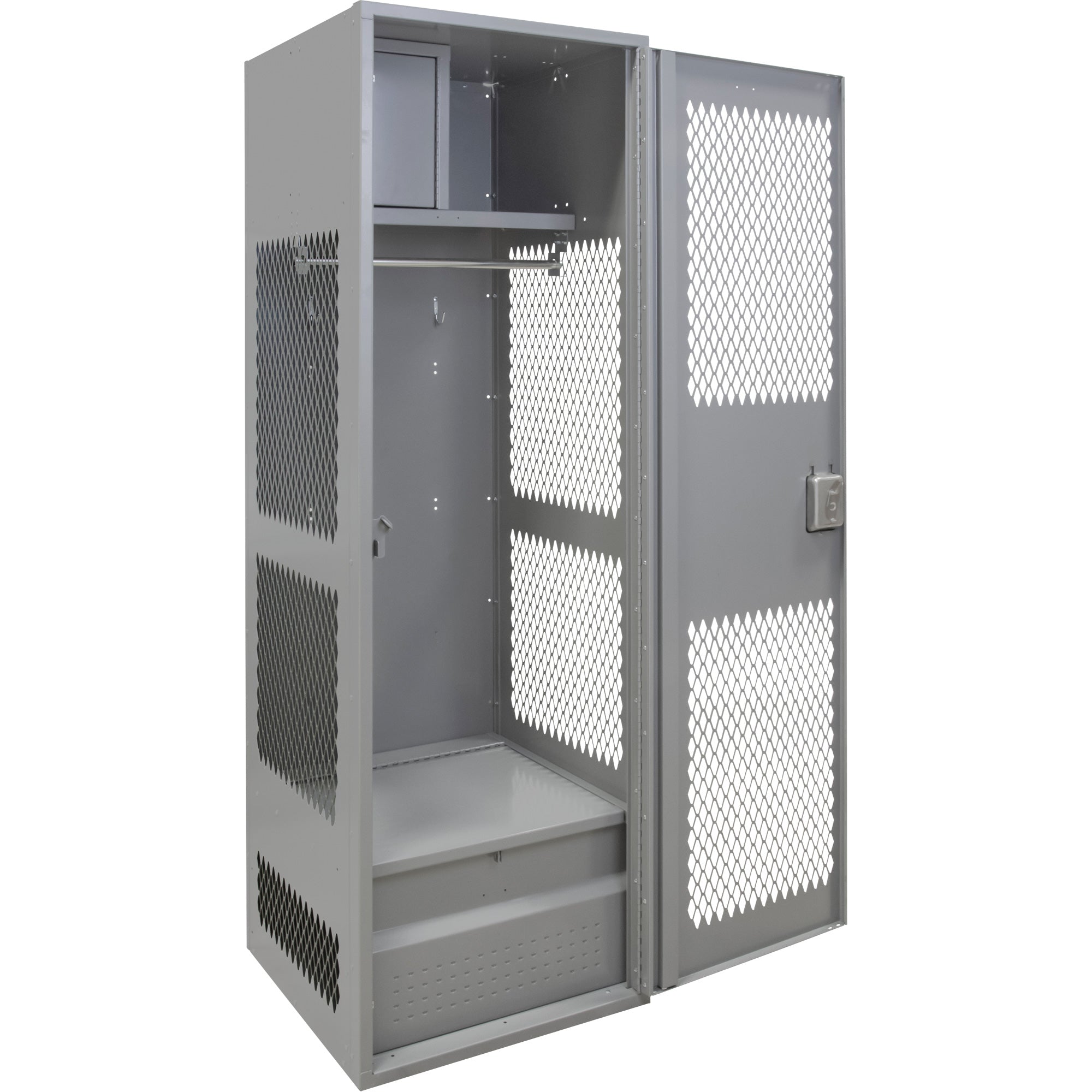 Gear Locker with Door, Steel, 24" W x 18" D x 72" H, Grey