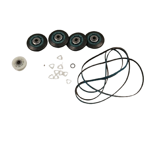 XPart Supply 4392067 dryer repair kit with multiple rollers, belts, and small hardware parts for dryer maintenance