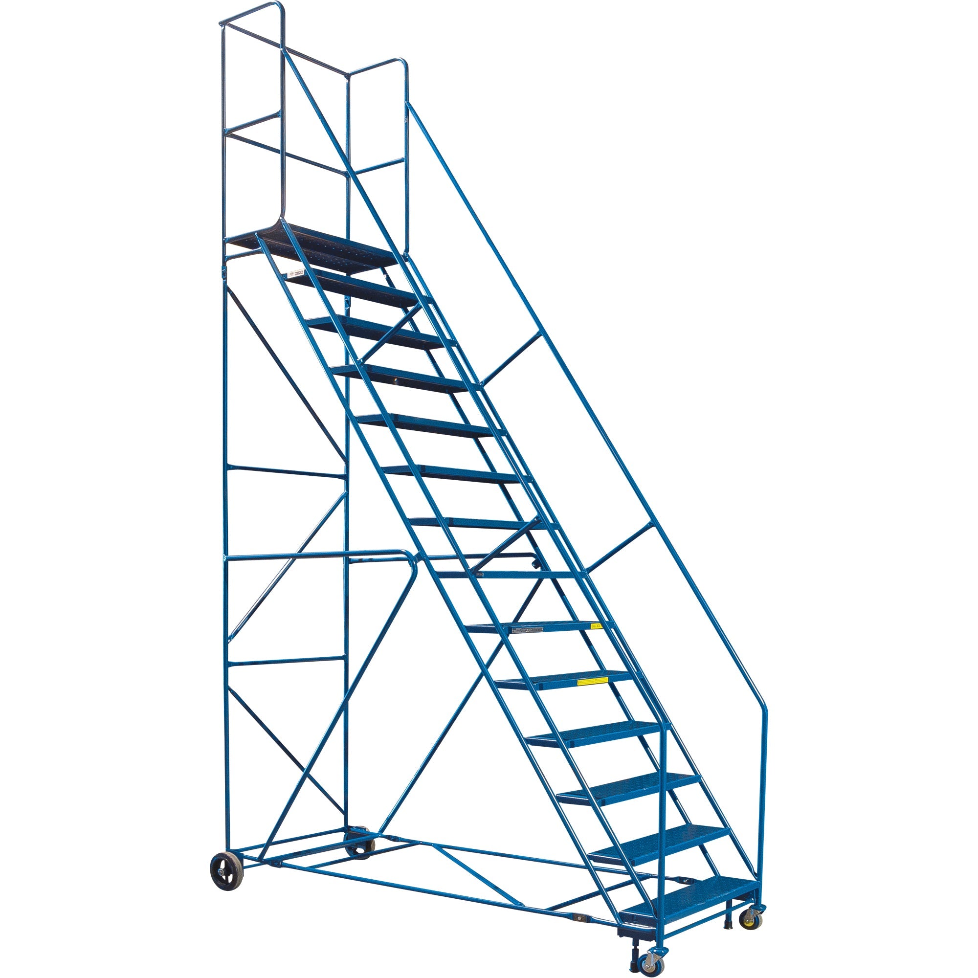 CSA-Certified Rolling Step Ladder with Locking Step, 14 Steps, 30" Step Width, 128" Platform Height, Steel