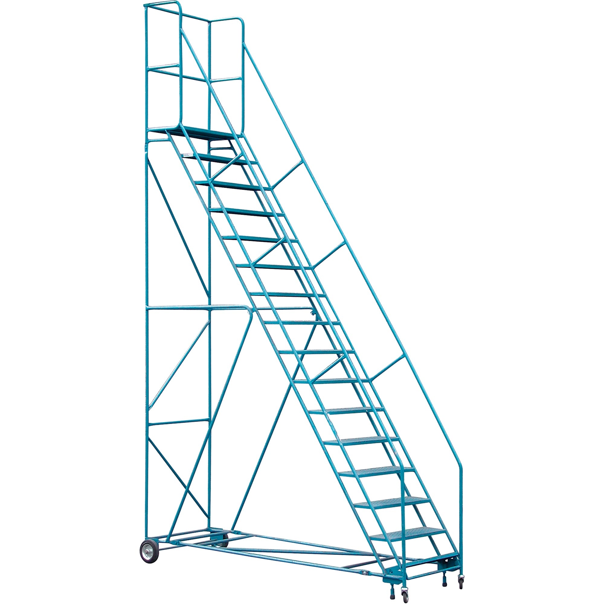 CSA-Certified Rolling Step Ladder with Locking Step, 16 Steps, 30" Step Width, 144" Platform Height, Steel