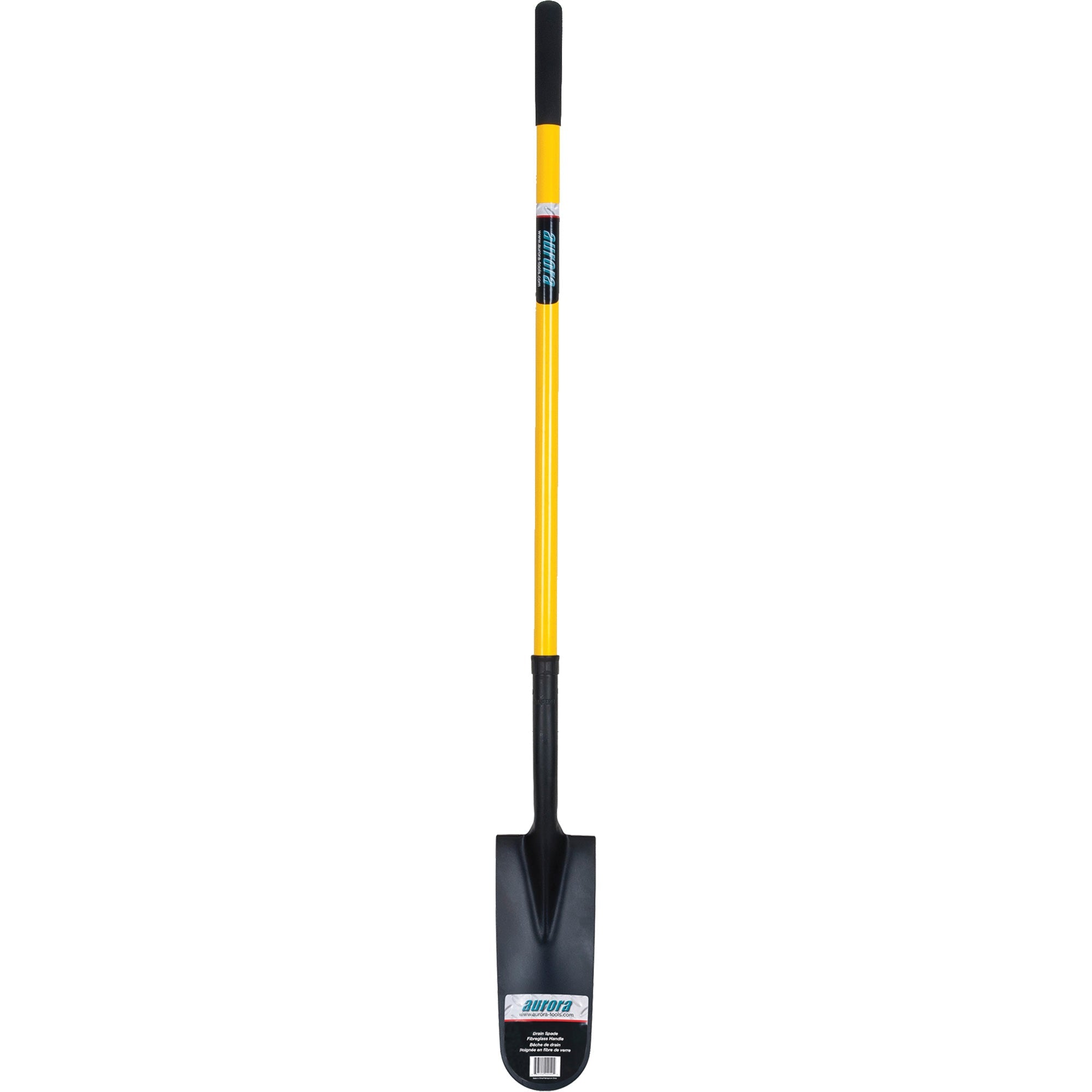 Drain Spade Shovel, Tempered Steel, 14" x 6" Blade, 46" L, Straight Handle