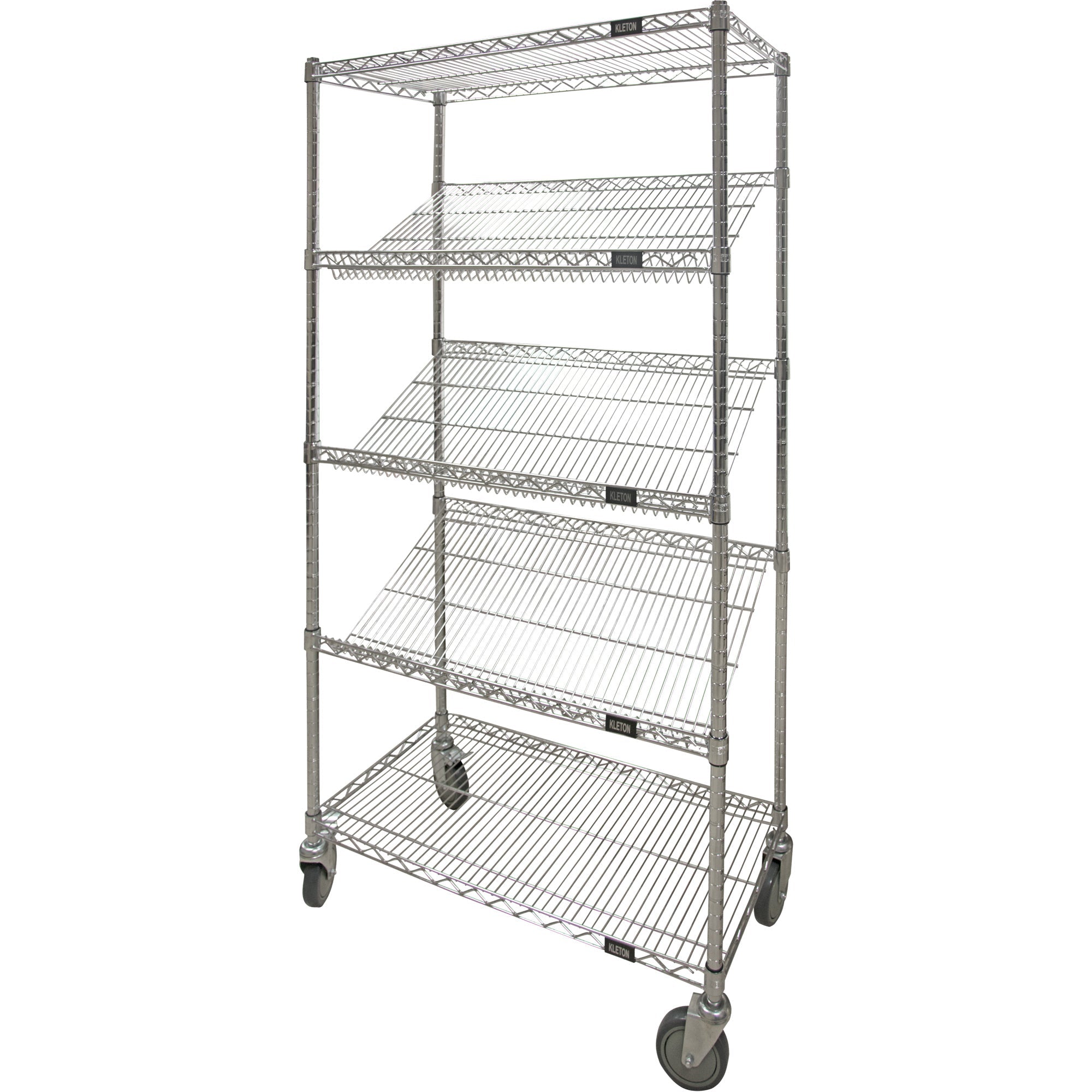 Slanted Shelf Cart, 5 Tiers, 24" W x 69" H x 48" D