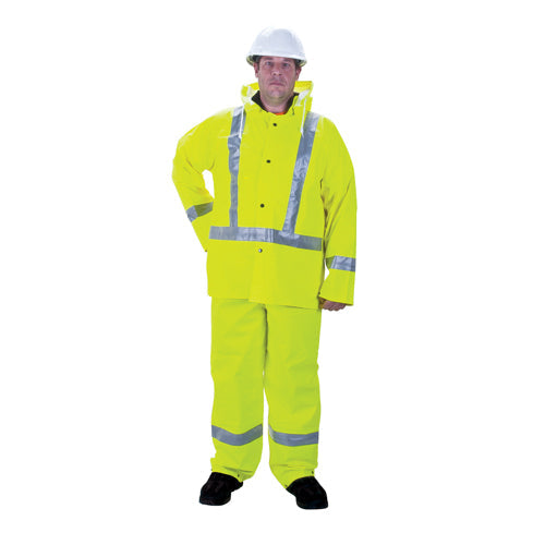 RZ900 Premium Traffic Rain Suit, Polyester/PVC, Medium, Lime-Yellow