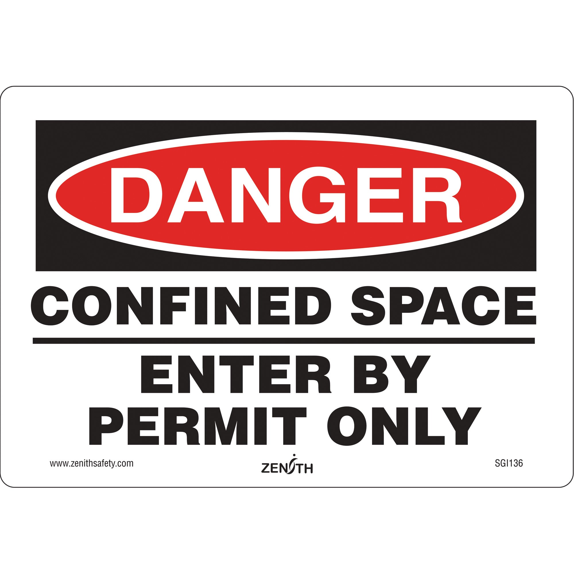 Danger Confined Space Safety Sign, 7" x 10", Vinyl, English