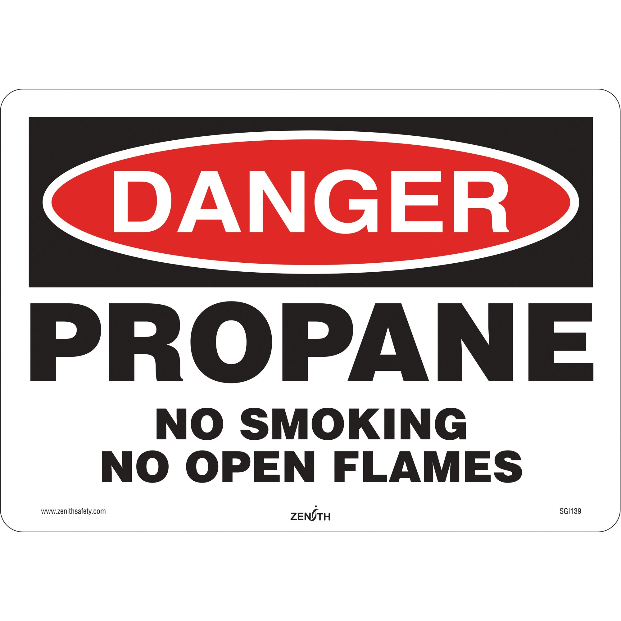 Danger Propane Safety Sign, 10" x 14", Vinyl, English
