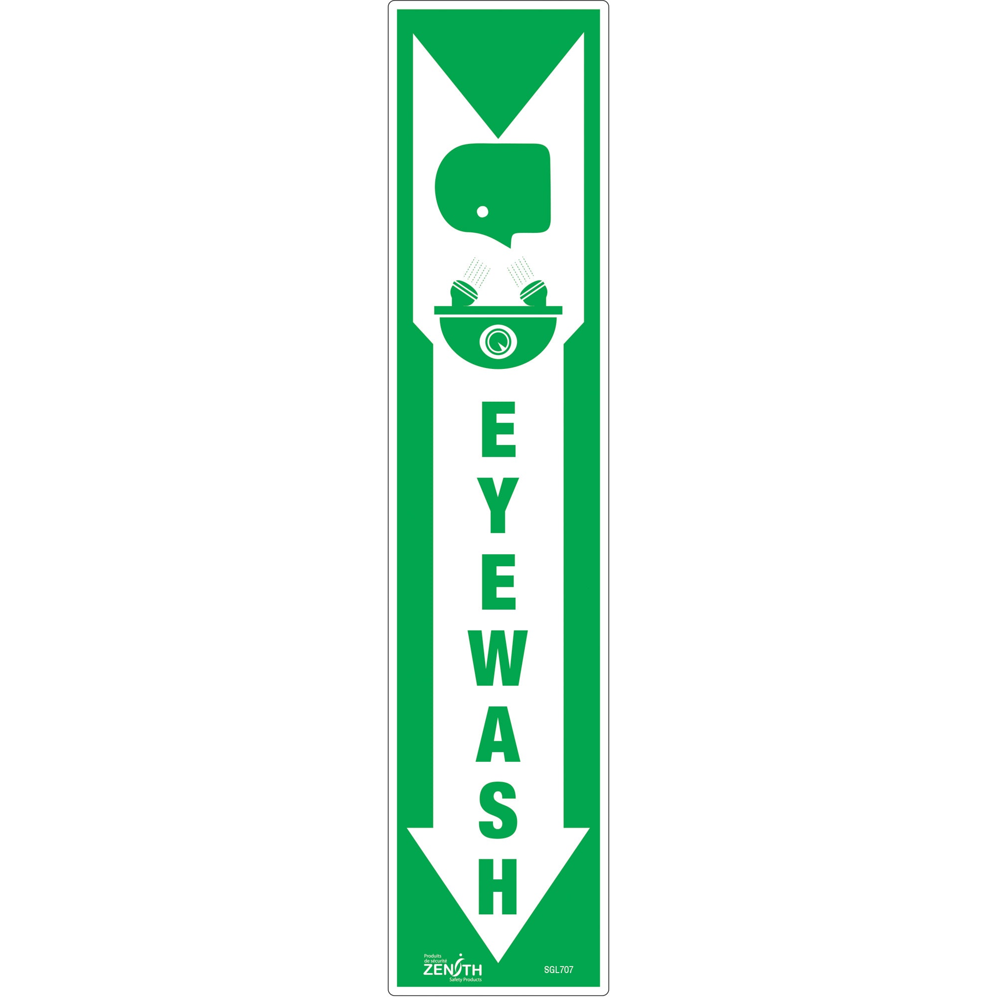 "Eye Wash" Sign, 18" x 4", Vinyl, English with Pictogram