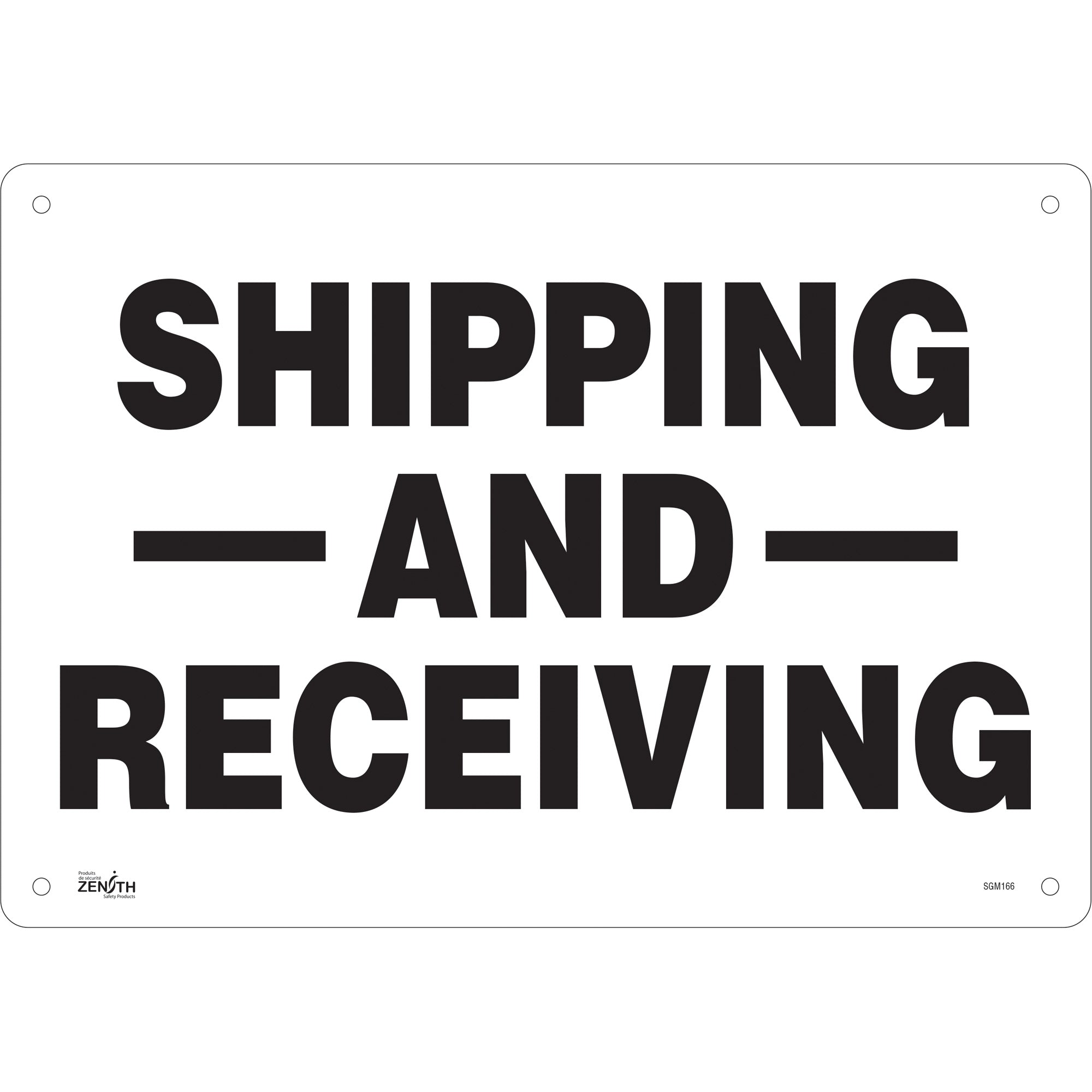 "Shipping And Receiving" Sign, 14" x 20", Aluminum, English