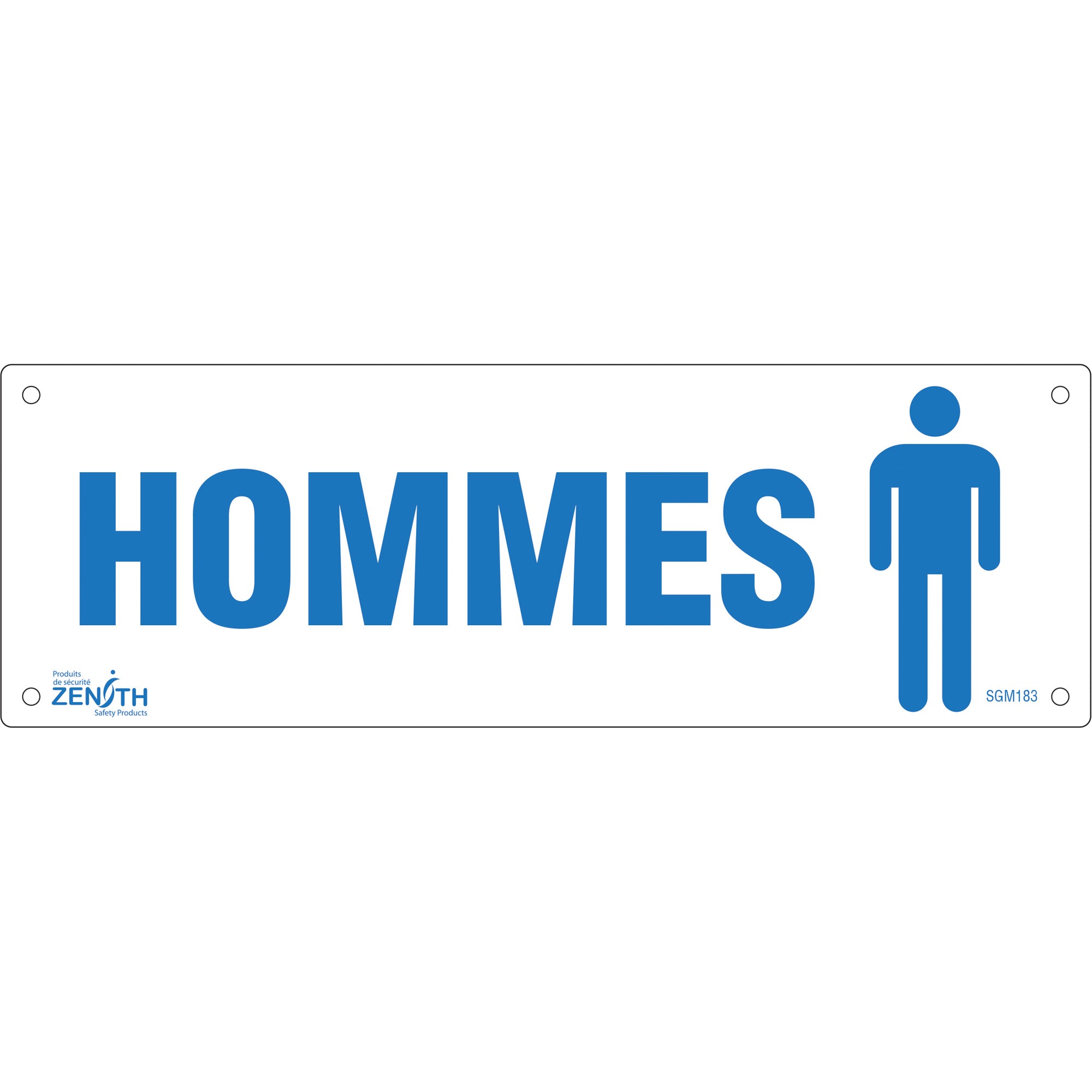 "Hommes" Sign, 4" x 12", Plastic, French with Pictogram