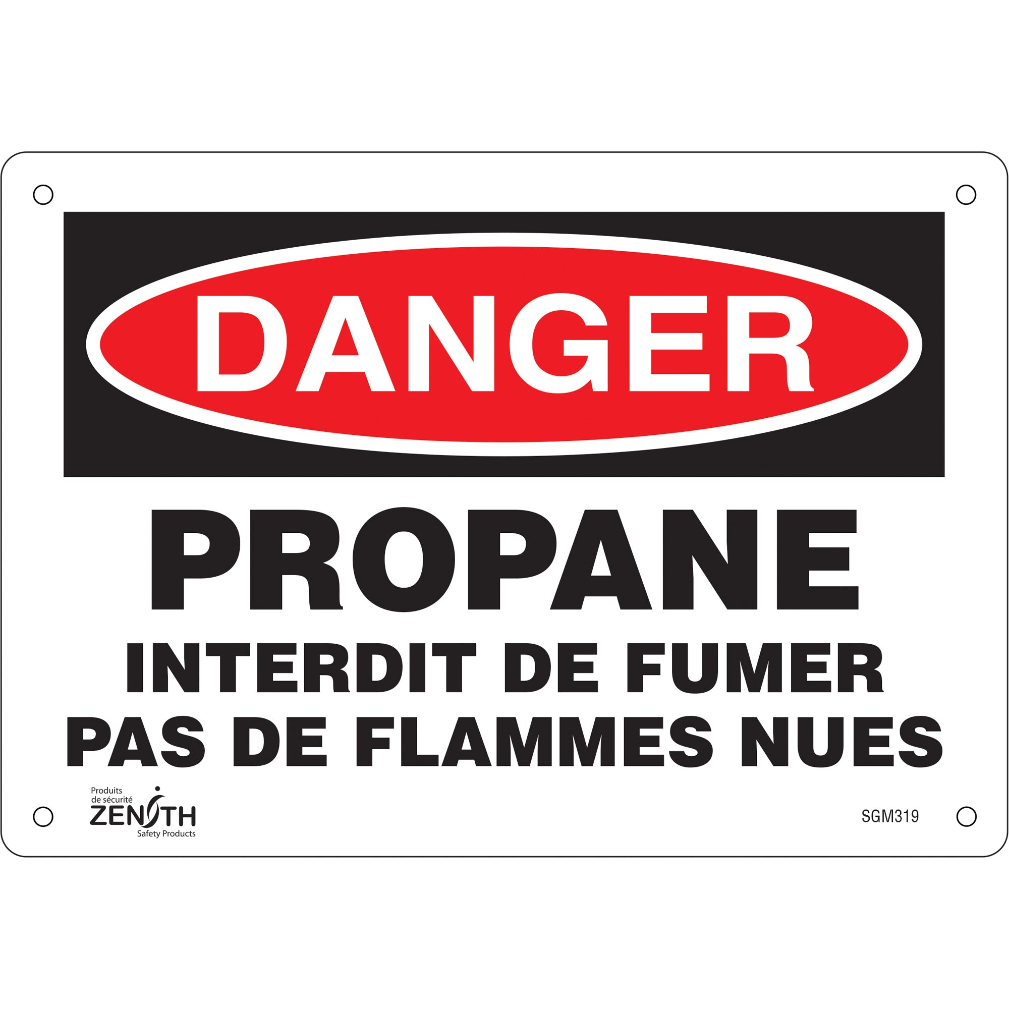 "Propane - Interdit De Fumer" Sign, 7" x 10", Aluminum, French