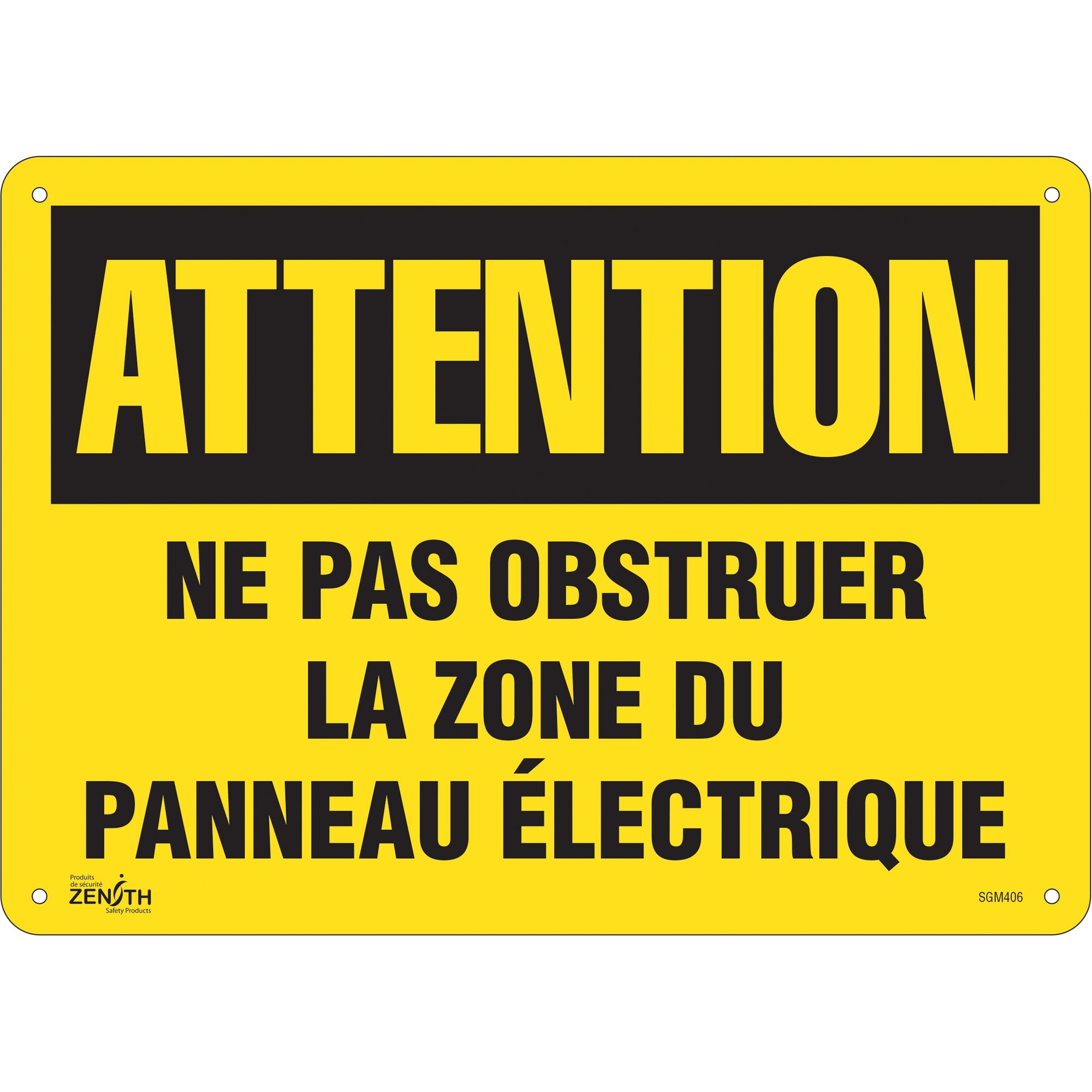 "Zone du Panneau Électrique" Sign, 10" x 14", Aluminum, French