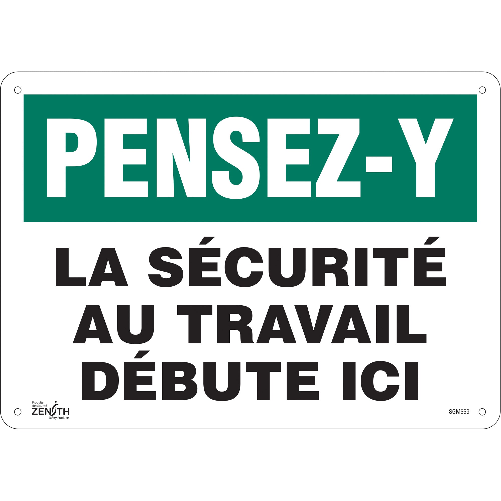 "La Sécurité au Travail" Sign, 10" x 14", Plastic, French