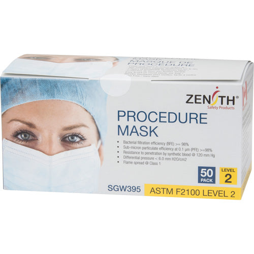 Disposable Procedure Face Masks, ASTM F2100 Level 2, Class 1