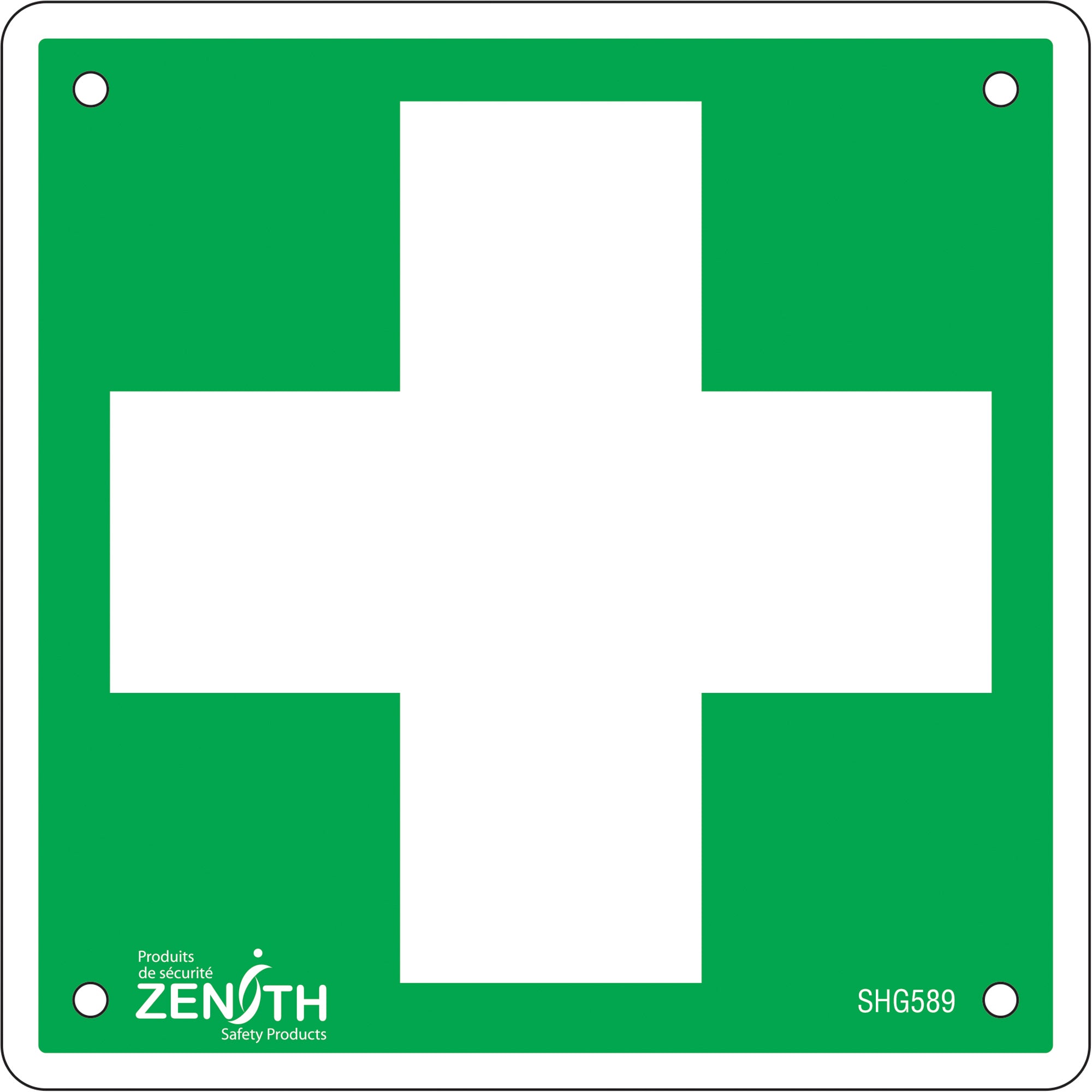 First Aid Sign, 6" x 6", Aluminum, Pictogram