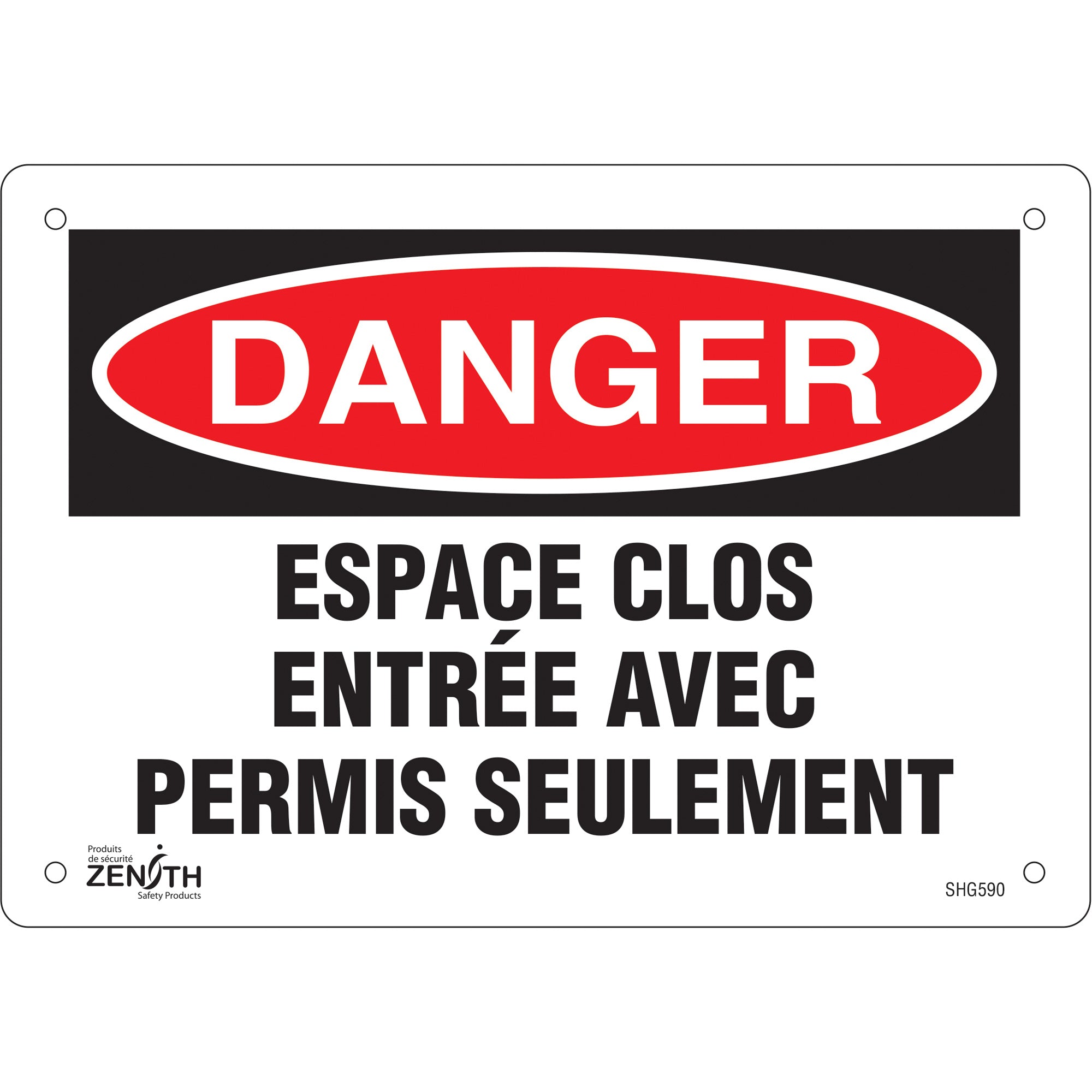 "Espace clos" Sign, 7" x 10", Aluminum, French