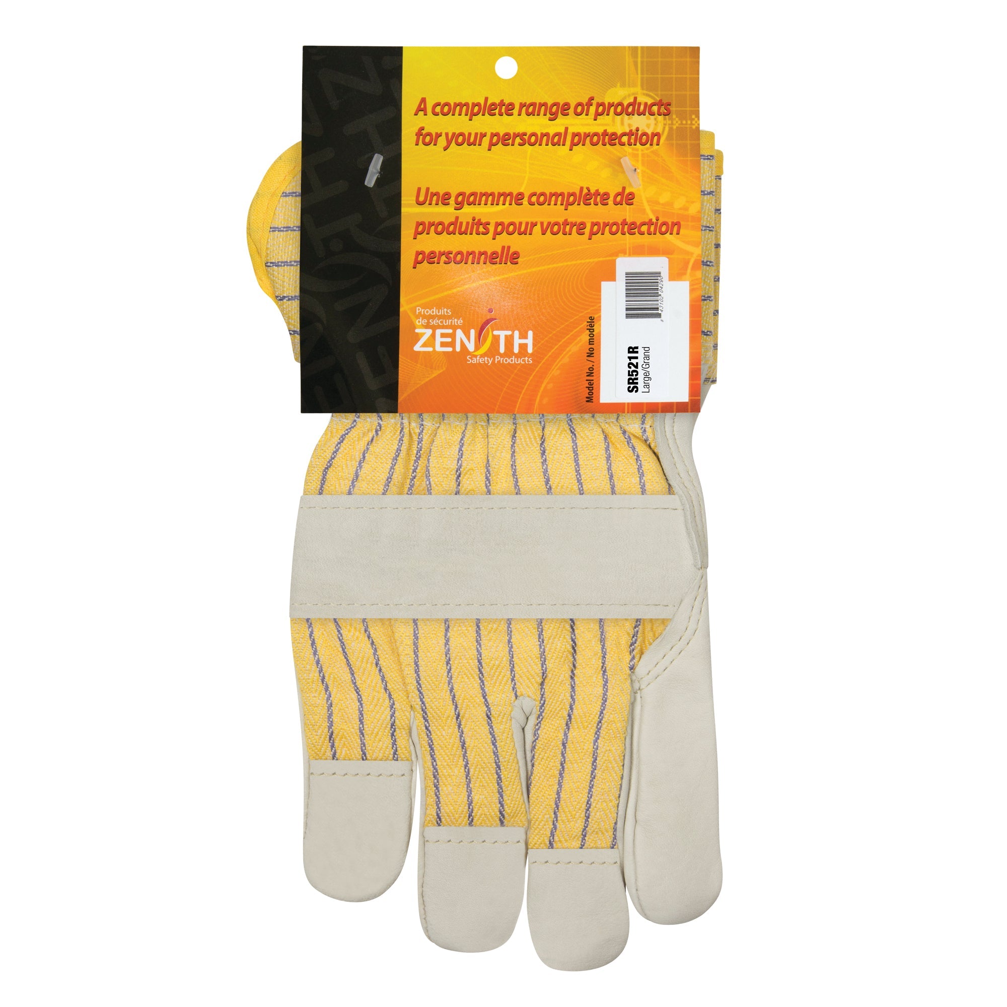 Winter-Lined Patch-Palm Fitters Gloves, Large, Grain Cowhide Palm, Cotton Fleece Inner Lining