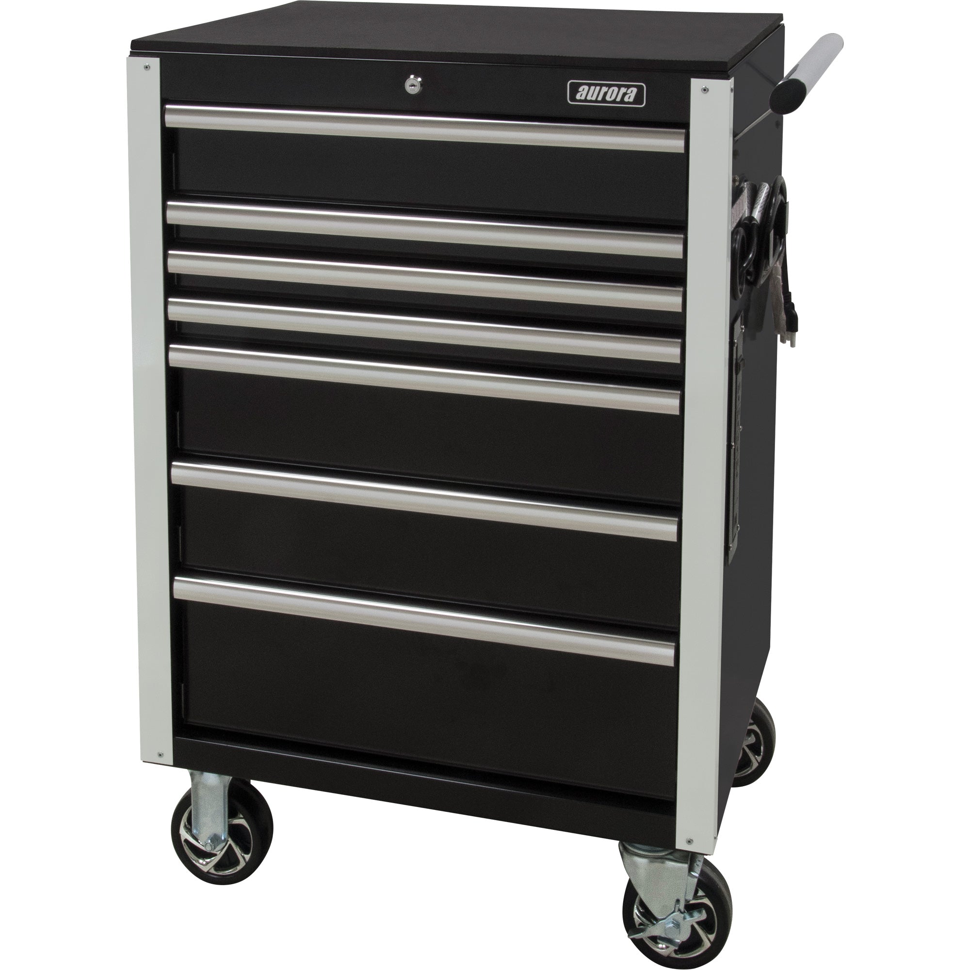 Heavy-Duty Tool Cart, 7 Drawers, 28" W x 22" D x 42-3/8" H, Black