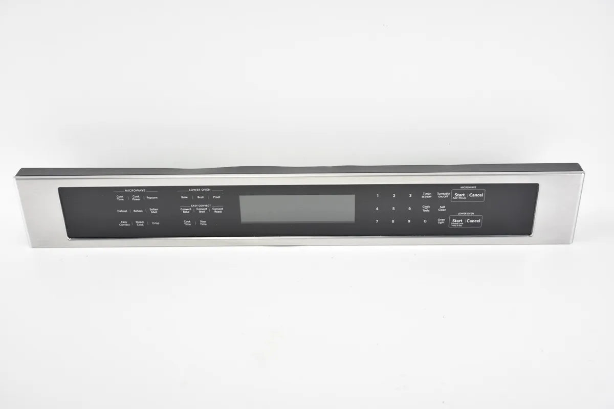W11600634 oven control panel replacement stainless steel front with black touch keypad and display by XPart Supply