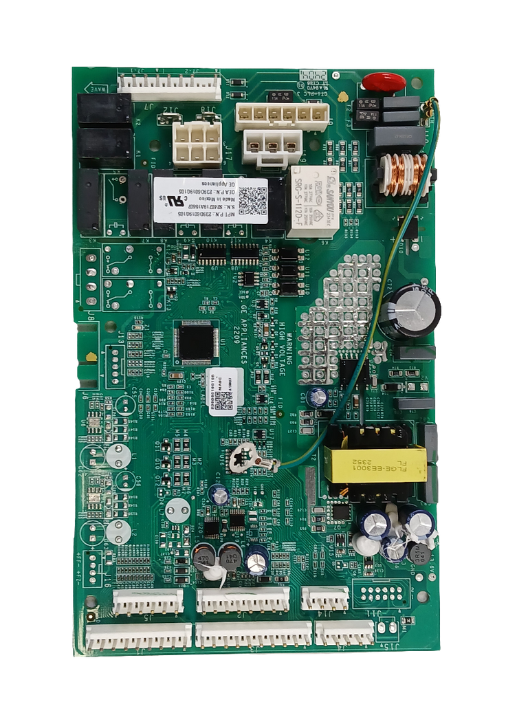 XPart Supply WR01F05358 refrigerator control board replacement green PCB with relays capacitors and wiring harness