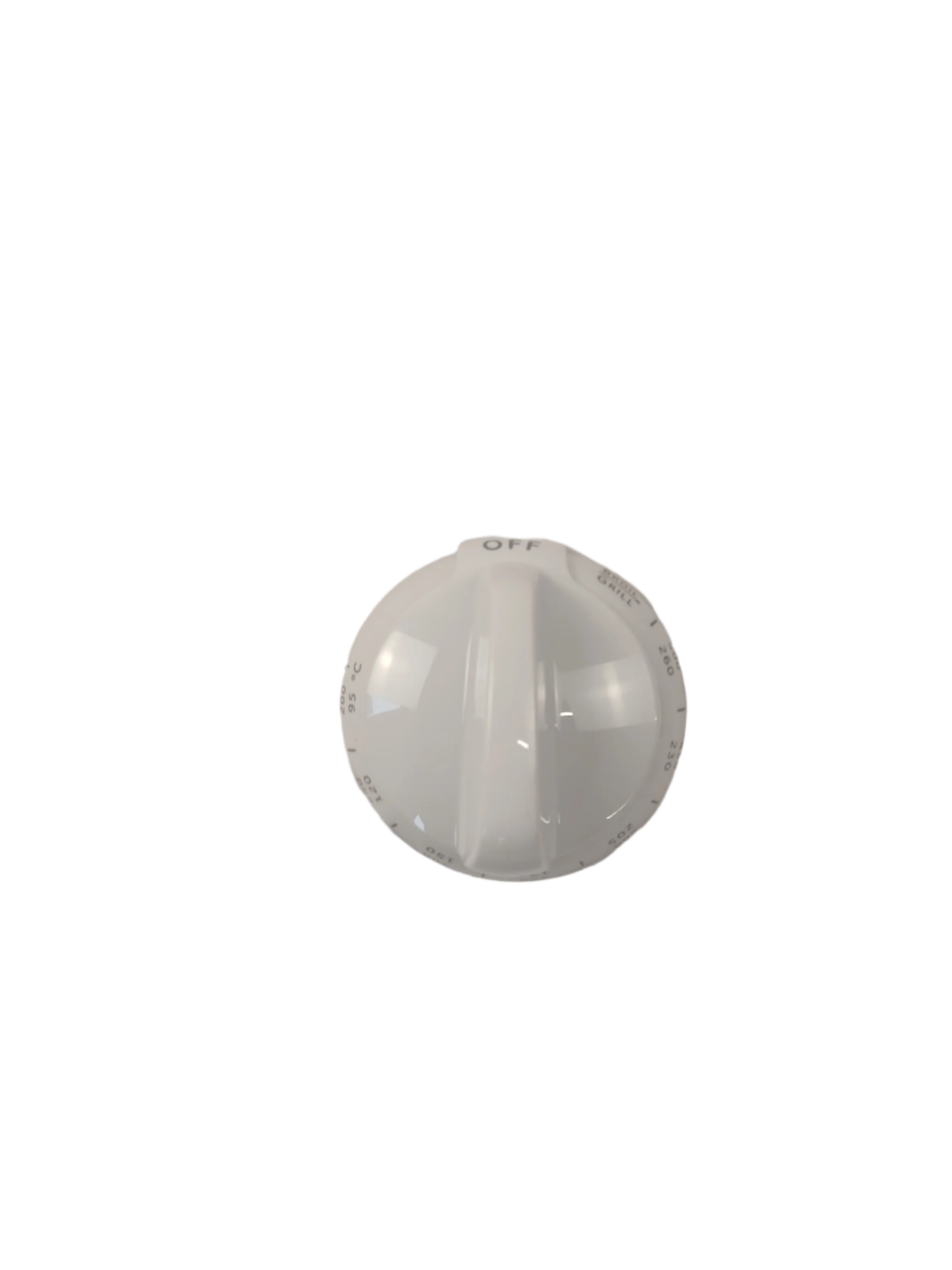 White appliance control knob for oven or stove by XPart Supply with clear temperature markings