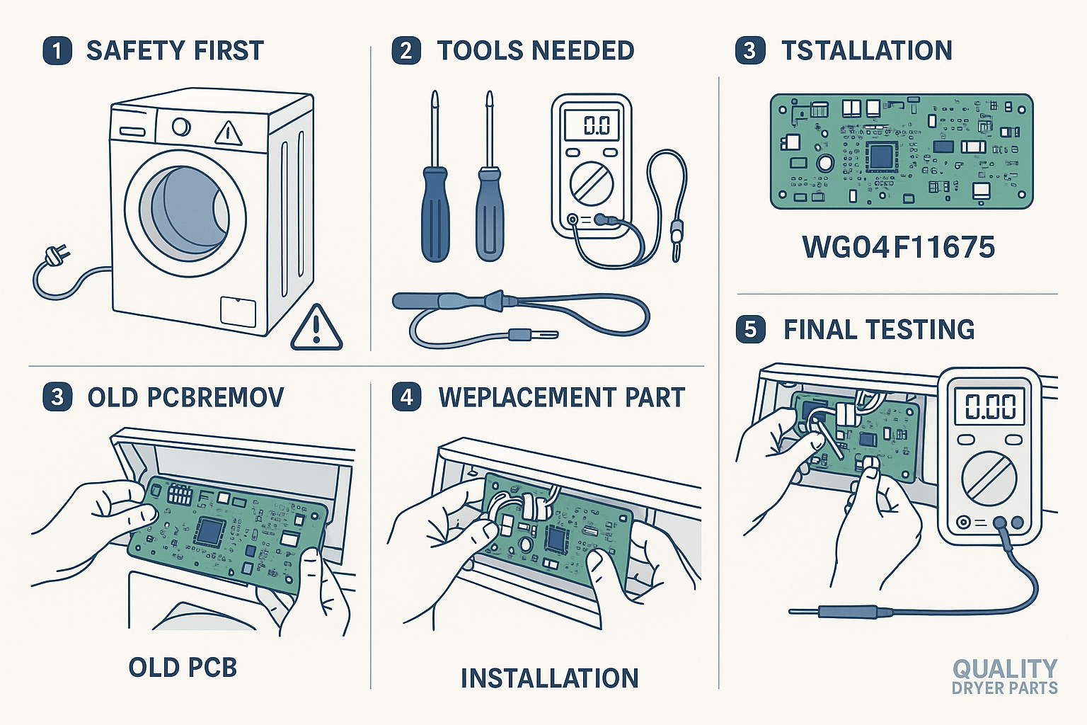 Essential Steps for Replacing Your Dryer PCB with the WG04F11675 in Quality Dryer Parts