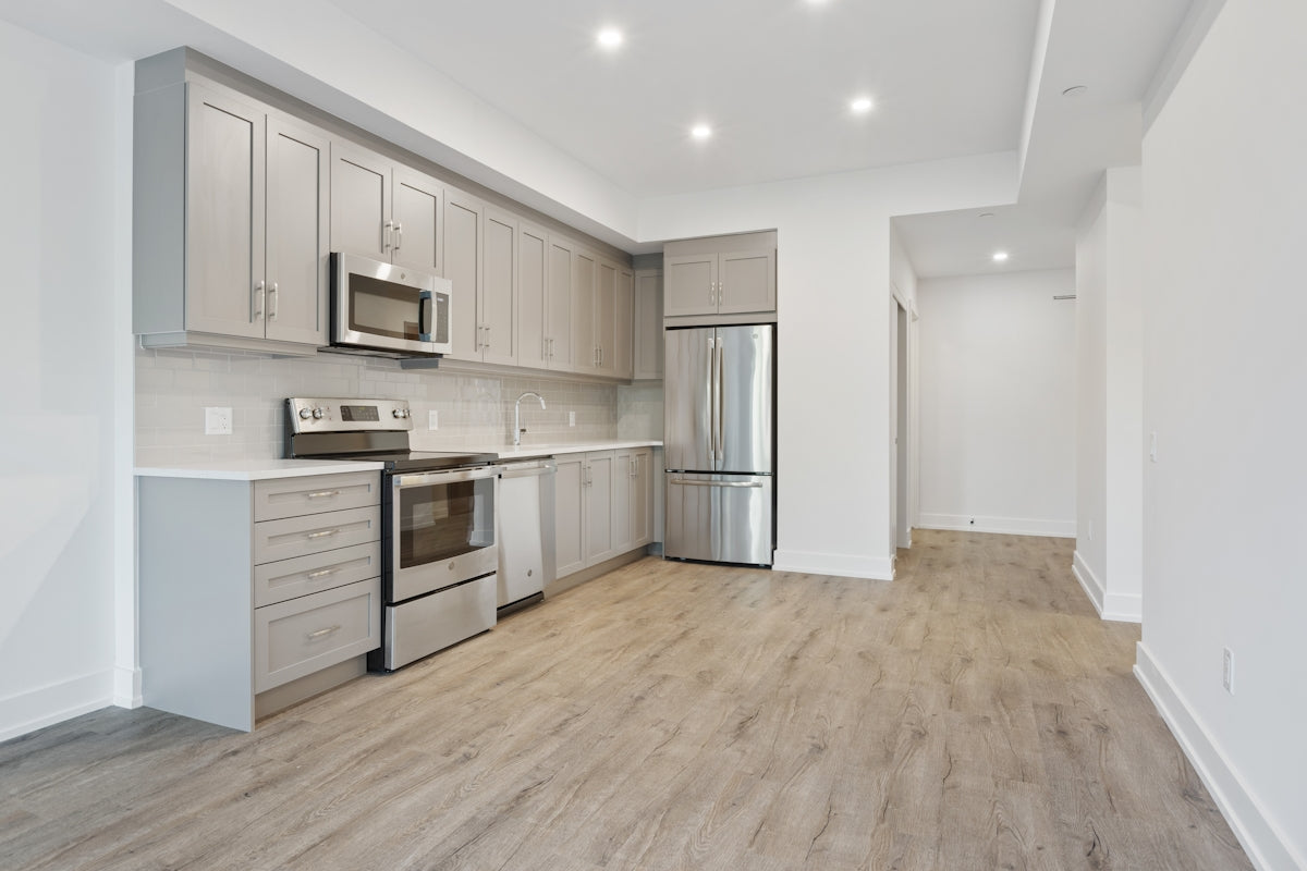 white and brown kitchen cabinet