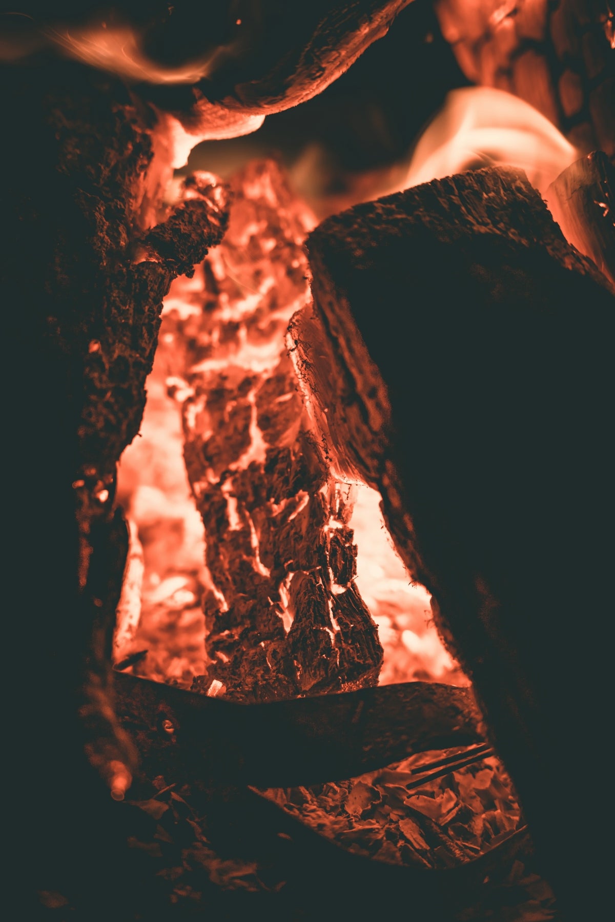 a close up of a fire in a grill