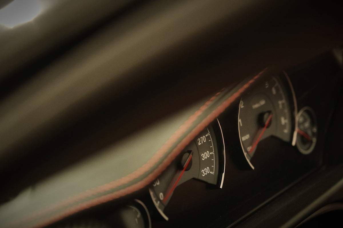 a close up of a speedometer on a car