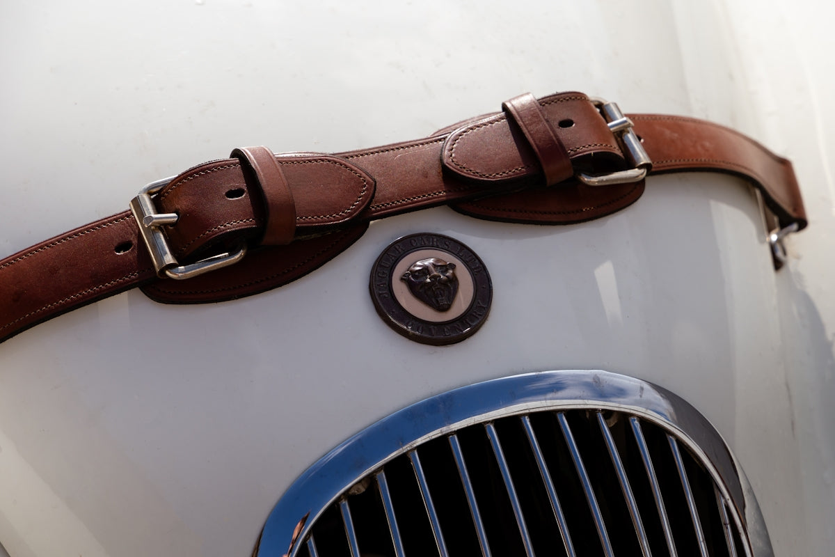 a brown leather belt