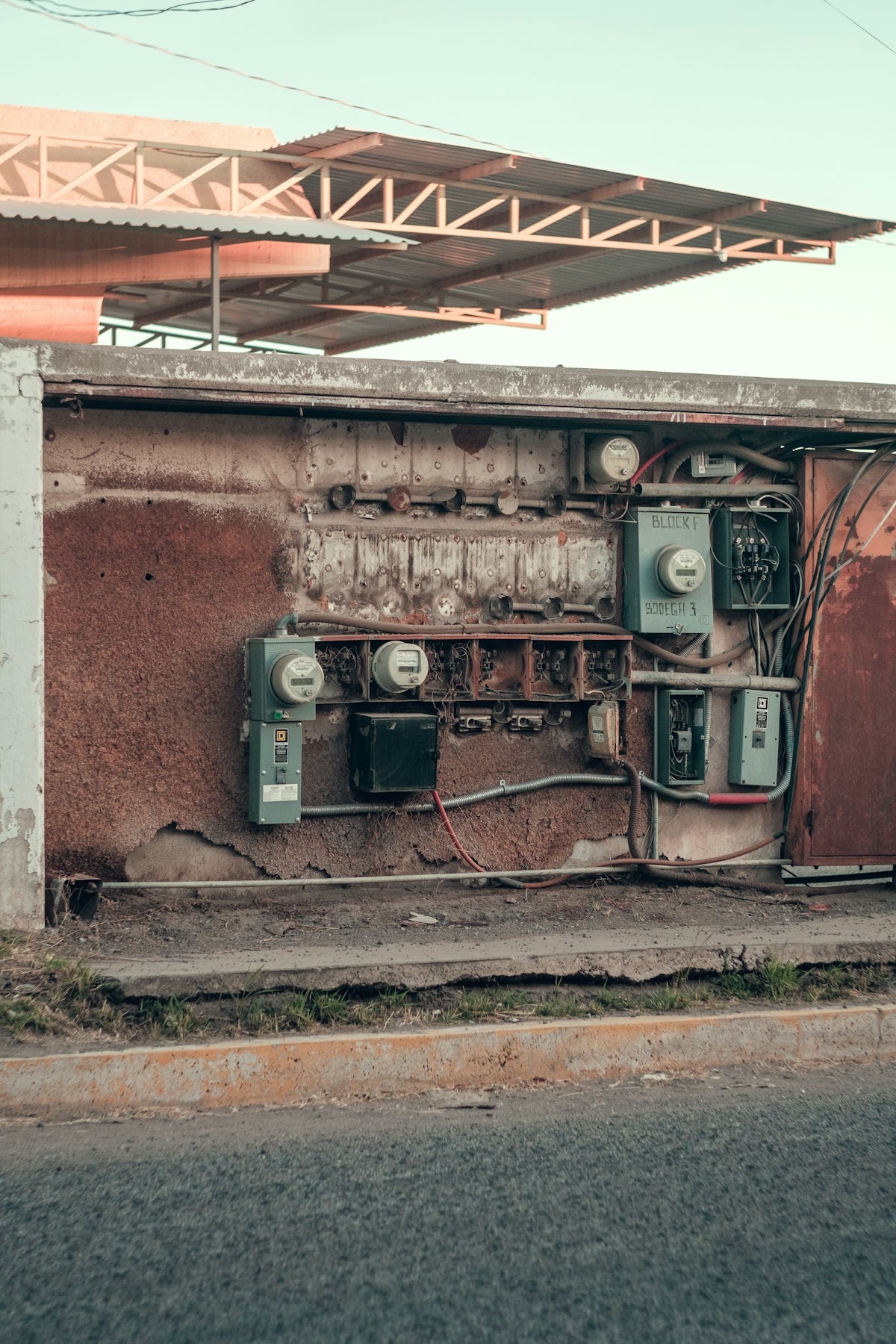 an old building with a lot of electrical equipment