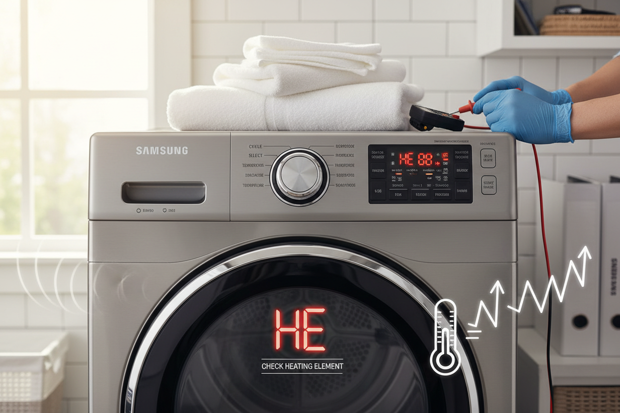 Samsung Dryer HE Error Code – Heating System Problem Fix
