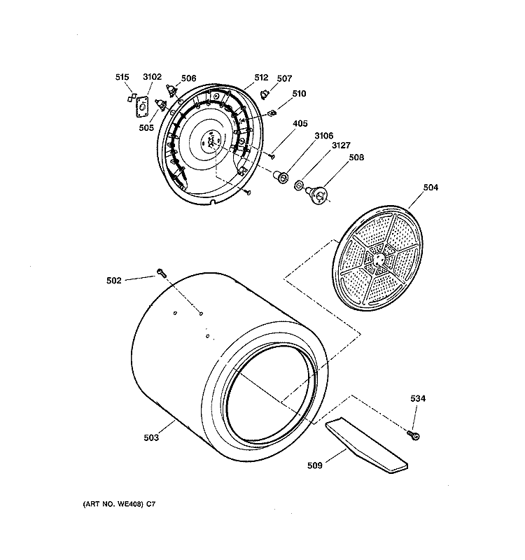 WG04L00501 Dryer Drum Bearing, Replaces WE1M462 - XPart Supply Ltd.