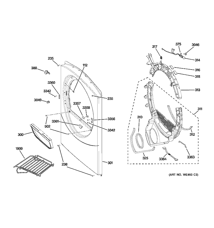 WG04L00523 Dryer Drum Top Bearing Assembly