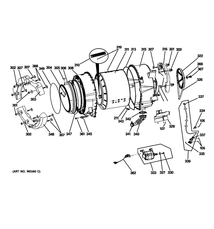 WG04F09606 Rear Tub Asm - XPart Supply