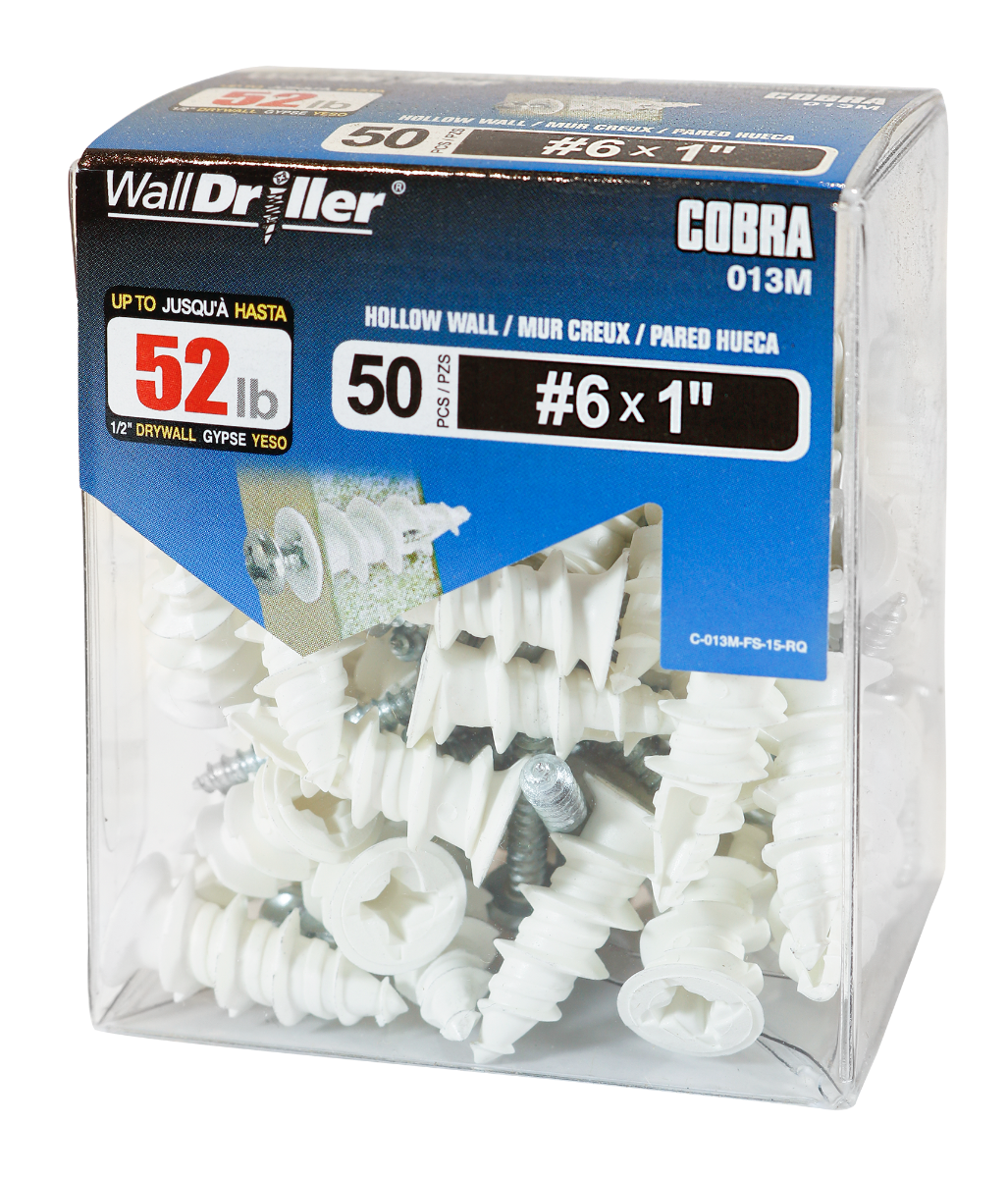 #6 Nylon WallDriller Anchor w/ Screw (50/Box)