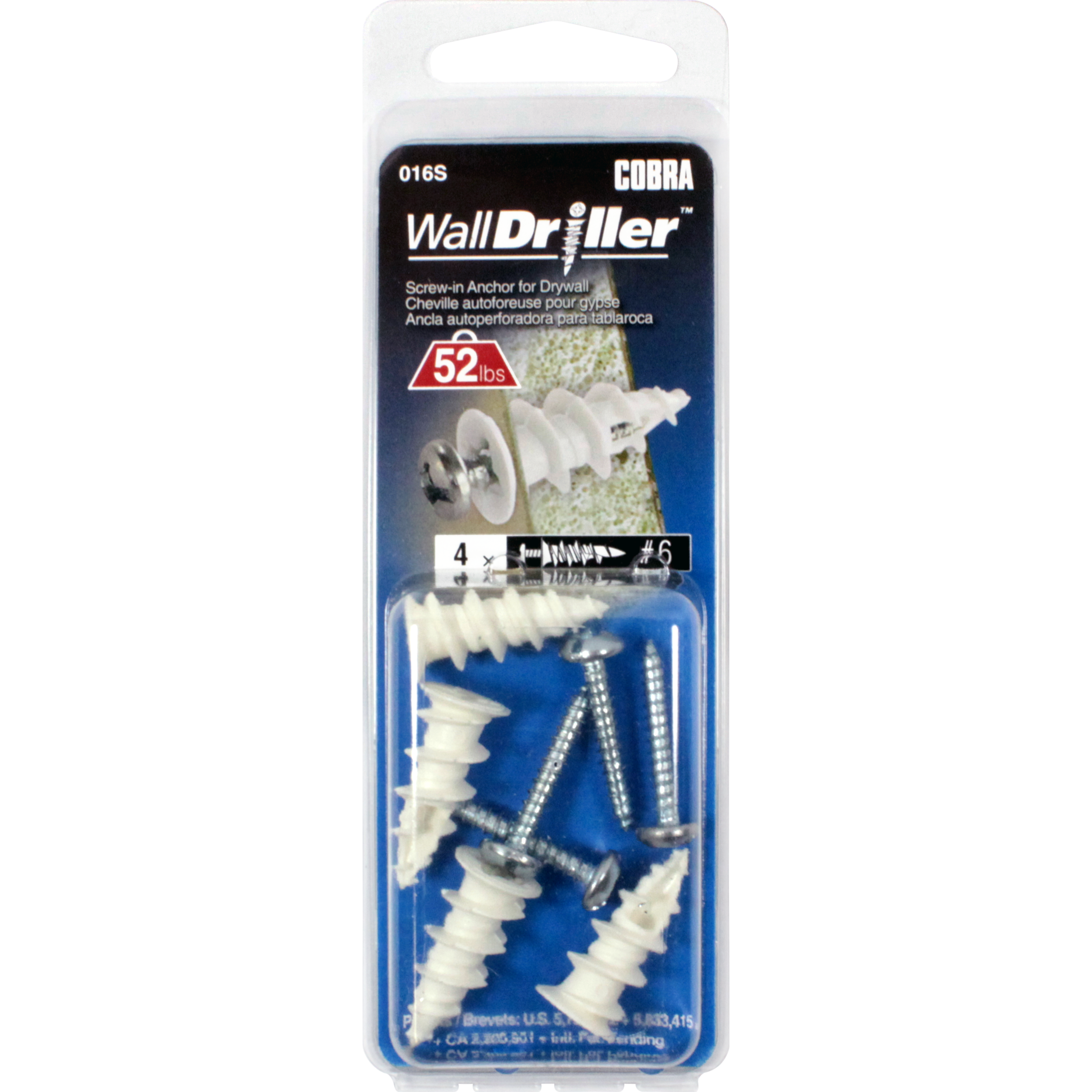 #6 Nylon WallDriller Anchor w/ Screw (4 Pack)