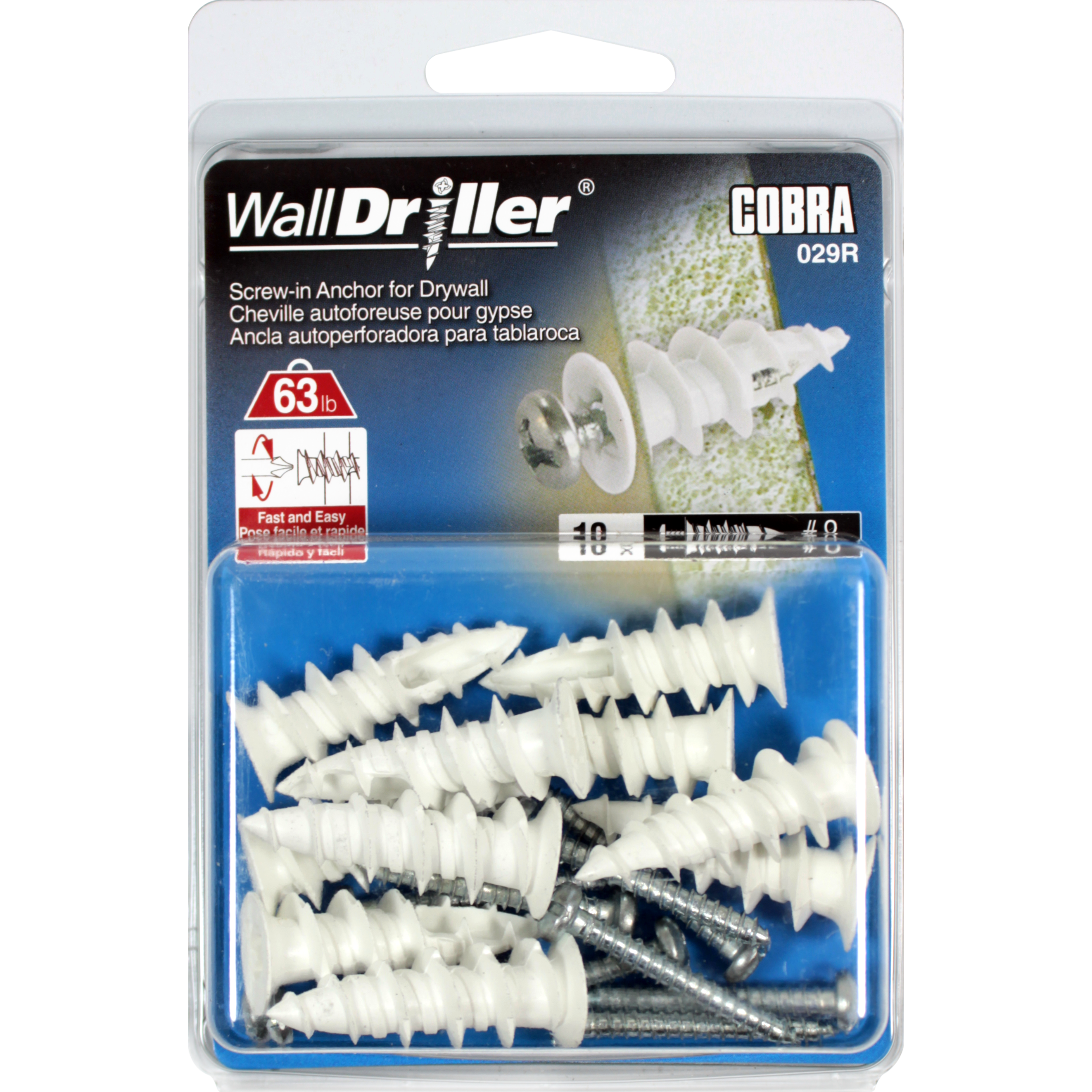 #8 Nylon WallDriller Anchor w/ Screw (10 Pack)