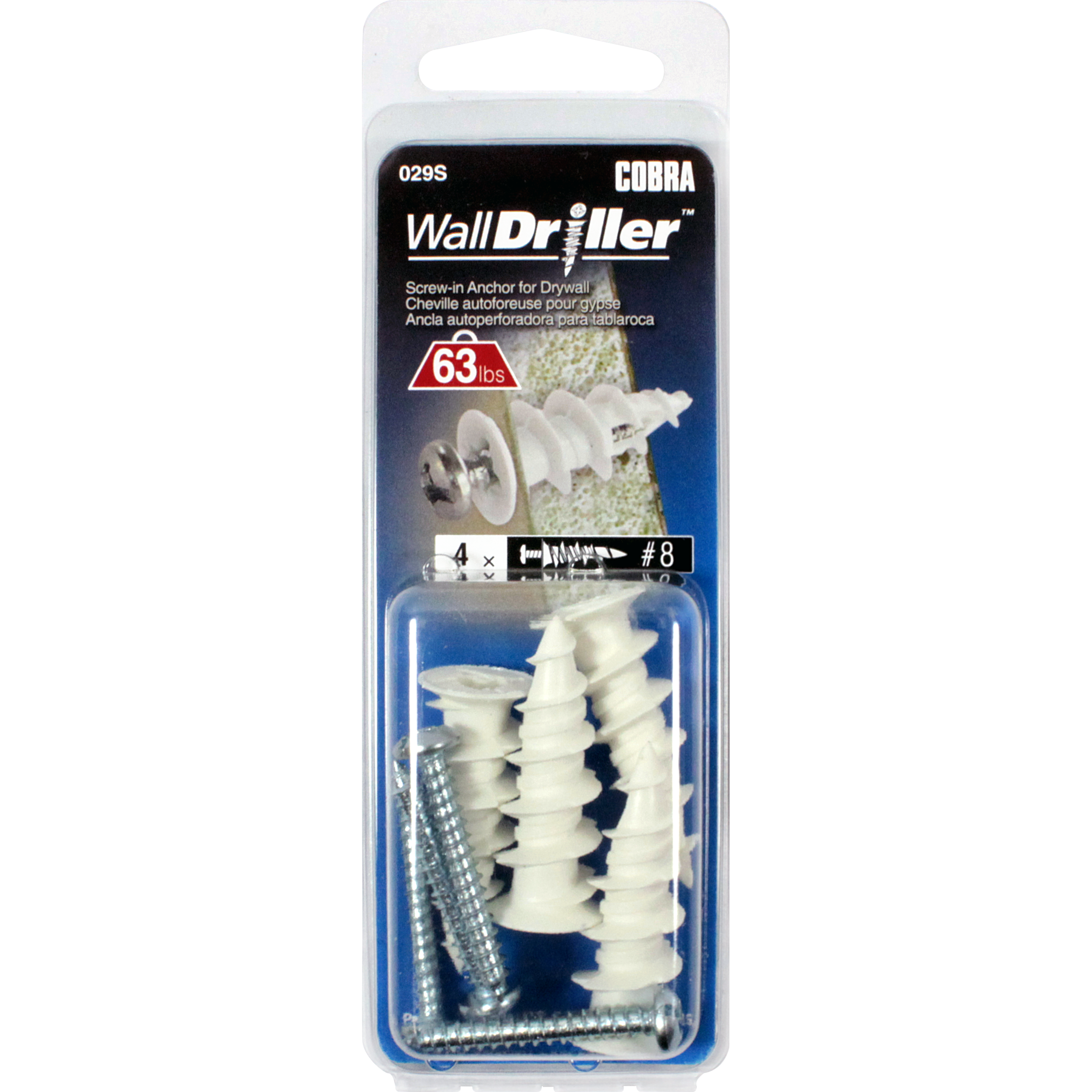 #8 Nylon WallDriller Anchor w/ Screw (4 Pack)