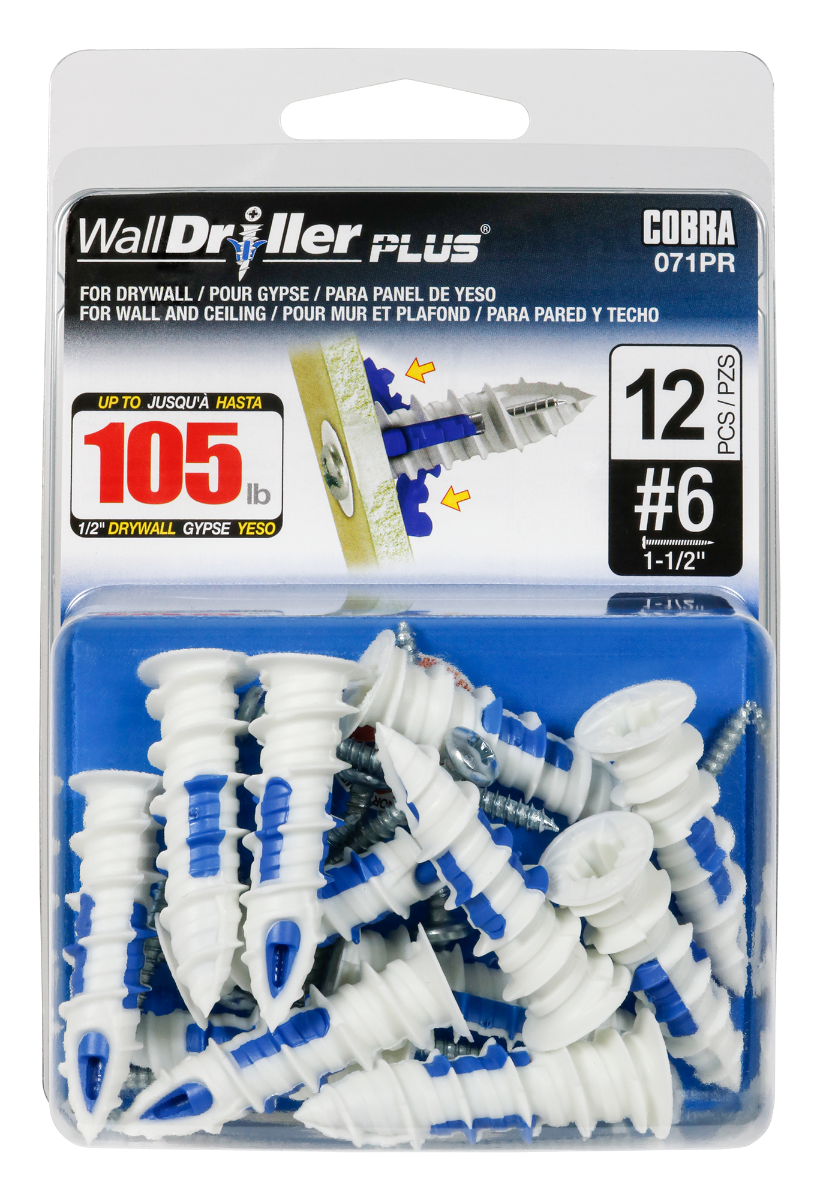 #6 WallDriller Drywall Anchors with Screws  (12 Pack)