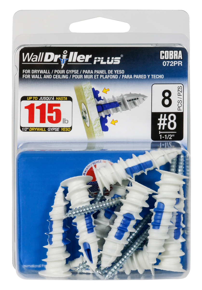 #8 WallDriller Drywall Anchors with Screws  (8 Pack)