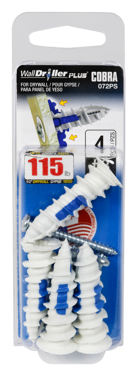 #8 WallDriller Drywall Anchors with Screws  (4 Pack)