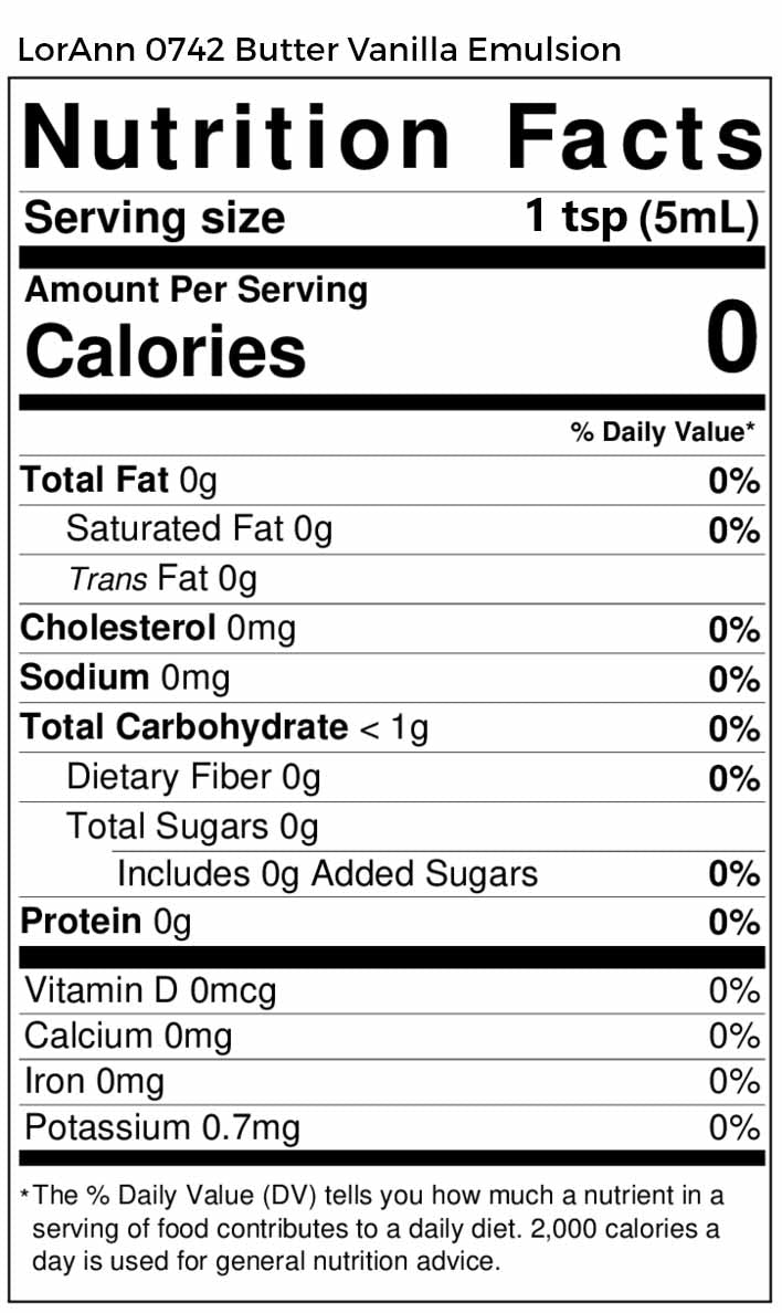 Butter Vanilla Bakery Emulsion - 4 oz. - 16 oz. - 1 Gallon - 5 Gallons - Bakery Emulsions Canada - Ships Free Within Canada on Orders Above CAD $199